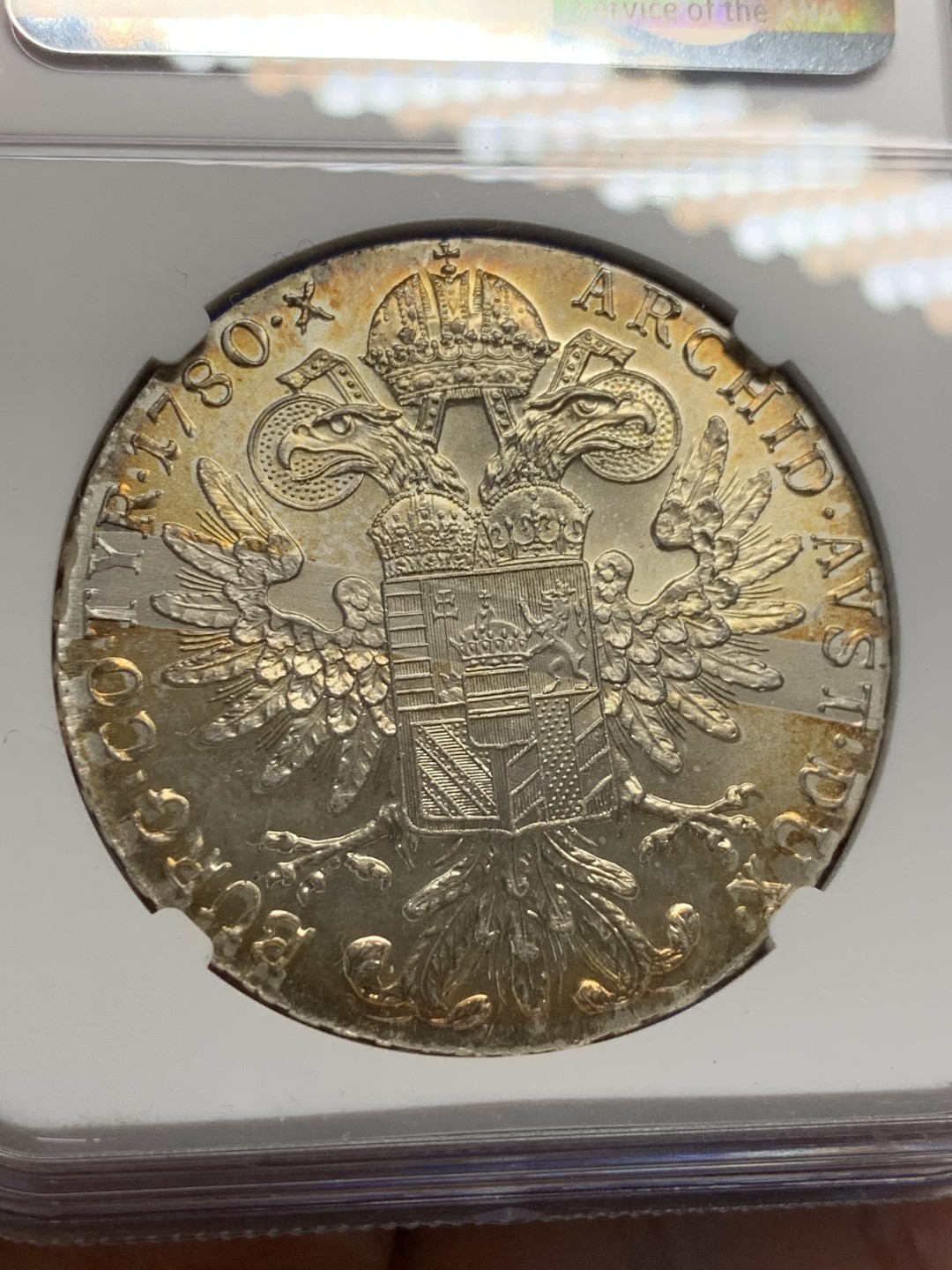 《竞宝斋》第150场-周日，周一，周四 3场 (全场包邮) NGC-MS62 奥地利1780年 大奶妈1泰勒大银币 五彩包浆