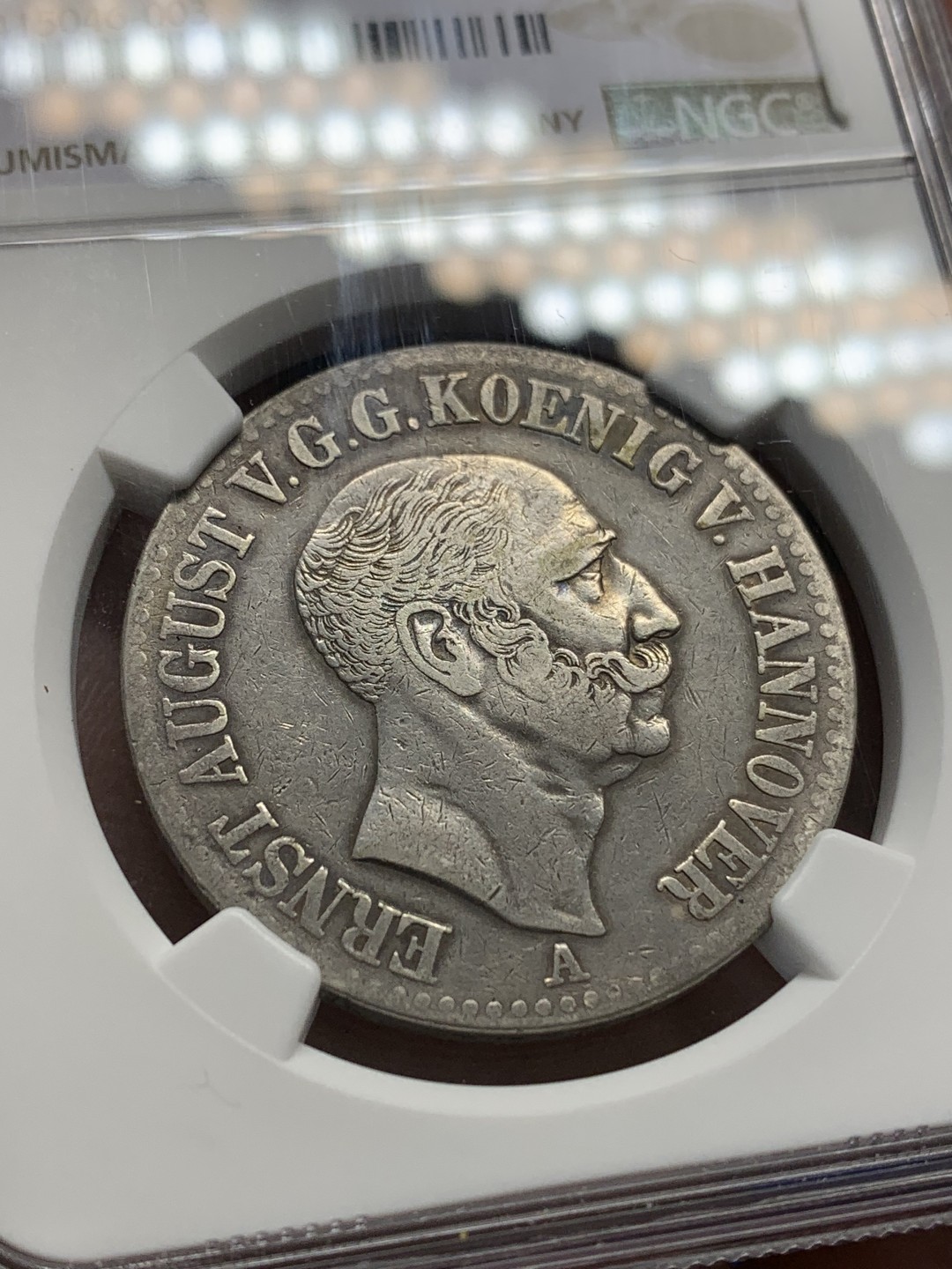 《竞宝斋》第150场-周日，周一，周四 3场 (全场包邮) NGC-VFD 德国汉诺威1846年1泰勒 银币，少见品种