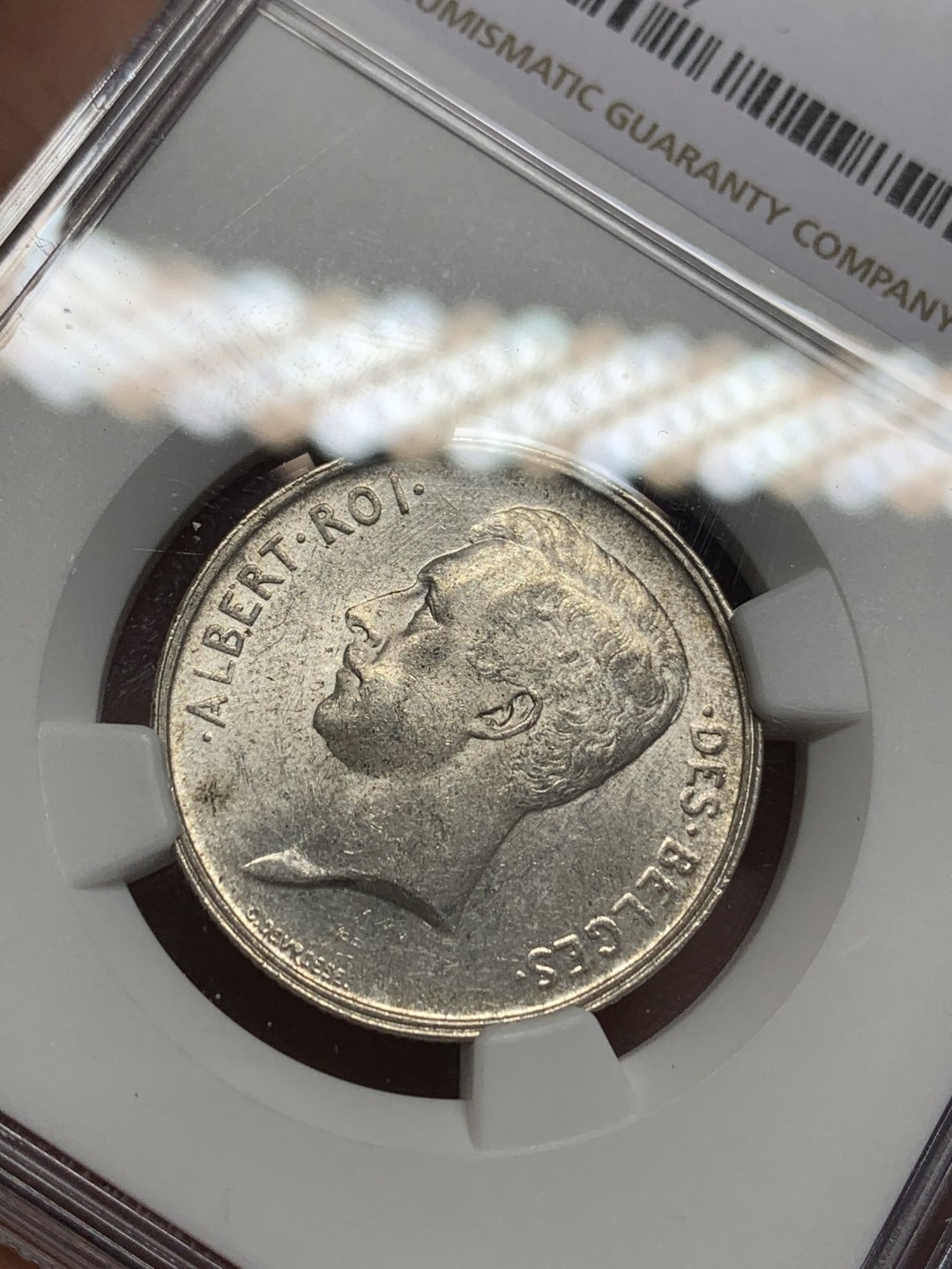 《竞宝斋》第150场-周日，周一，周四 3场 (全场包邮) NGC-MS62 比利时1912年 阿尔贝托2法郎银币 原光好品