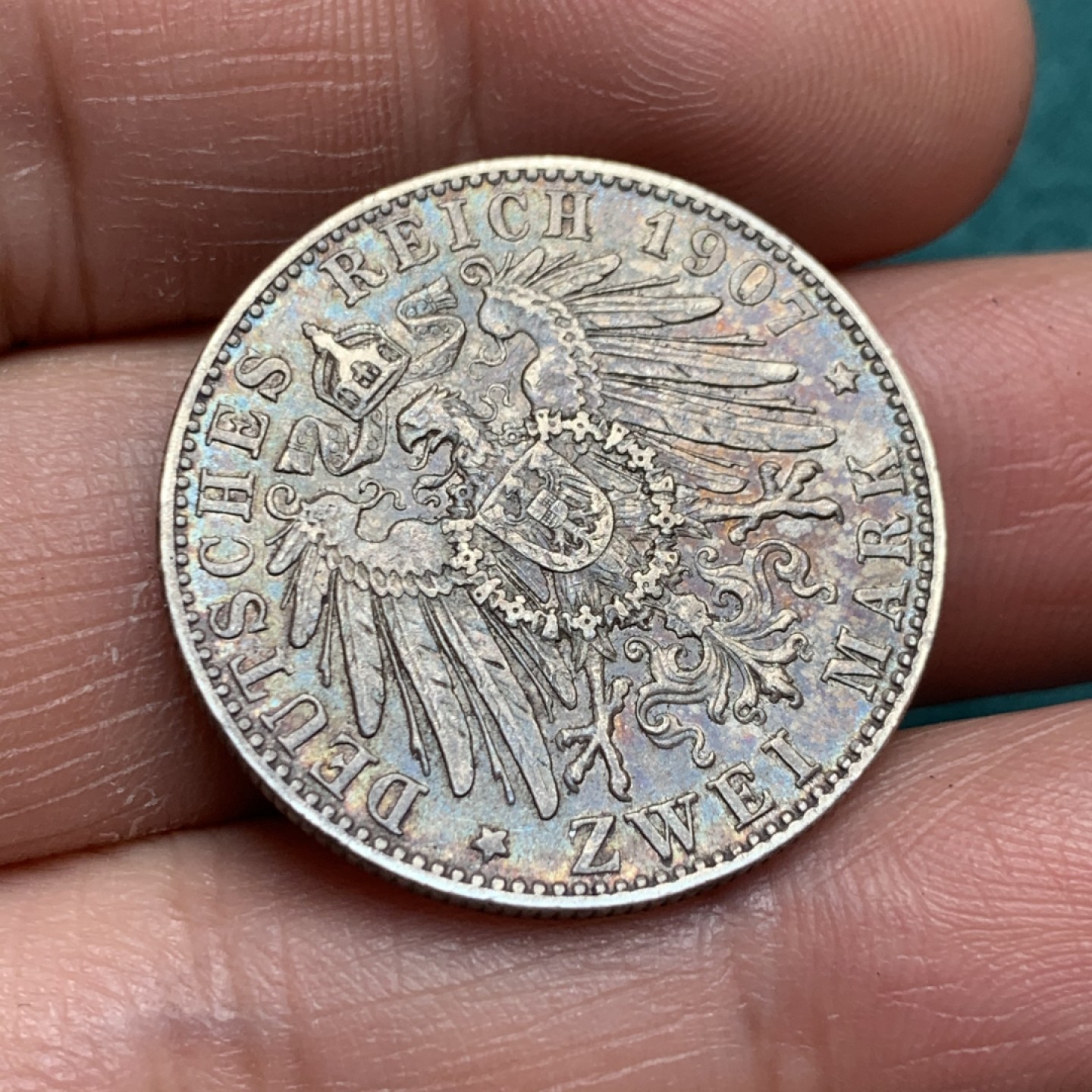 《竞宝斋》第150场-周日，周一，周四 3场 (全场包邮) 德国 巴伐利亚 1907年 奥托2马克 银币