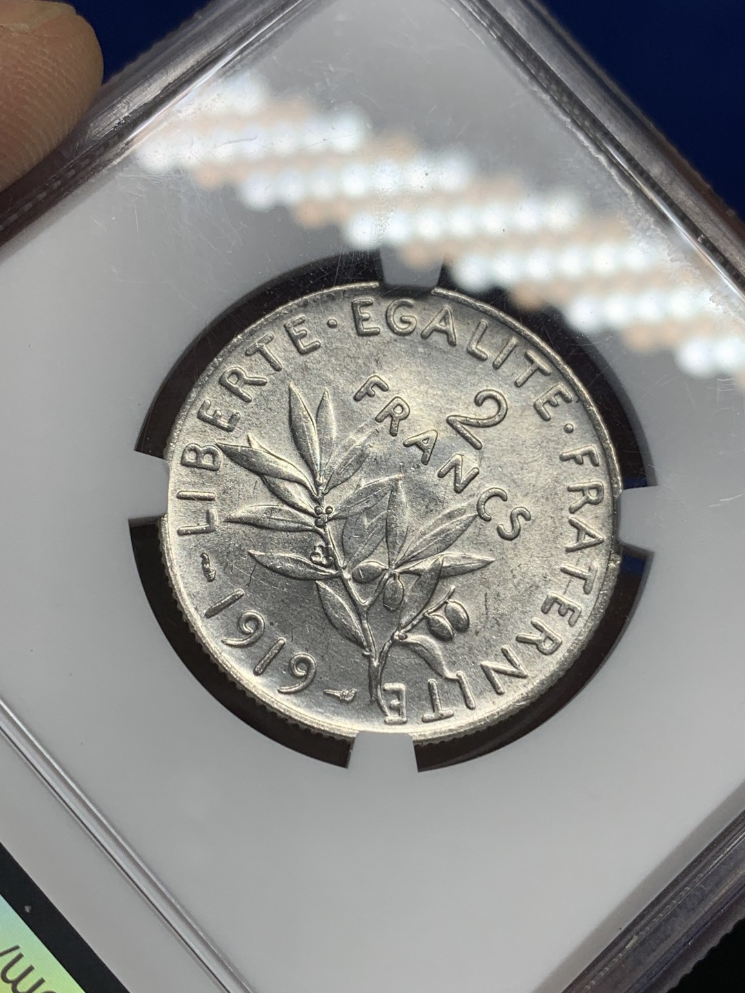 《竞宝斋》第150场-周日，周一，周四 3场 (全场包邮) NGC-UNCD 法国 1919年 二法郎银币