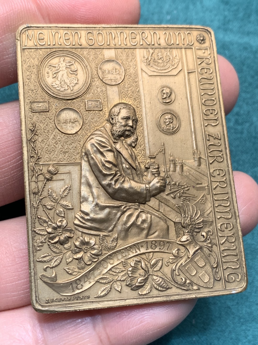 《竞宝斋》第150场-周日，周一，周四 3场 (全场包邮) 奥地利 1897 钱币雕刻家 纪念章牌 60*45mm69克