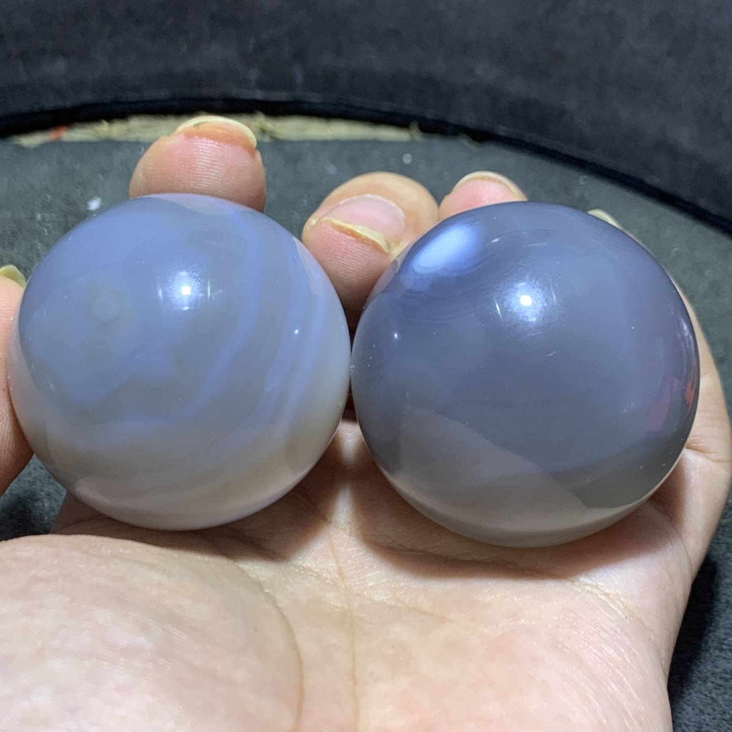 精美高玉化巴西缠丝玛瑙手球一对