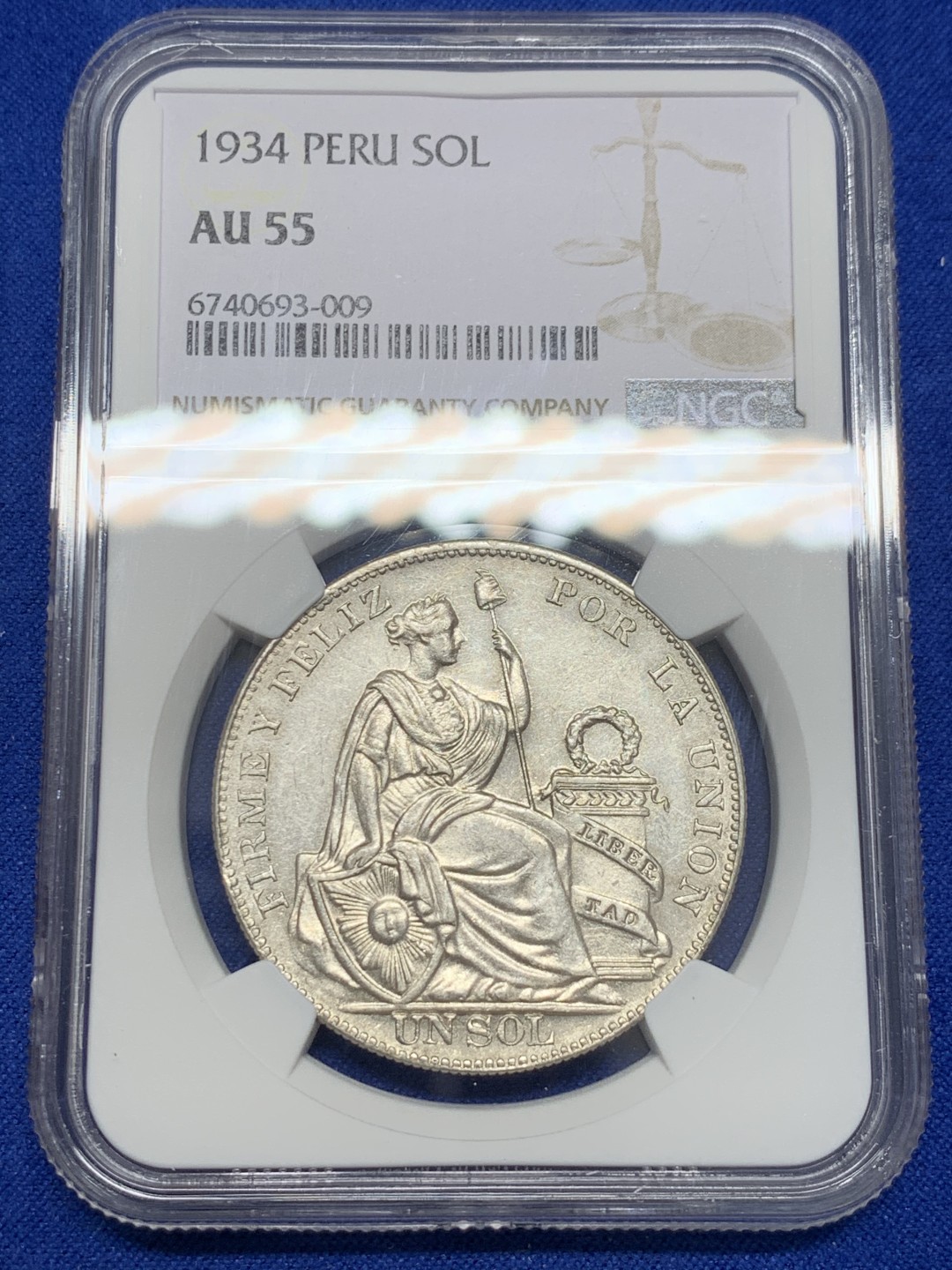 《竞宝斋》第150场-周日，周一，周四 3场 (全场包邮) NGC AU55秘鲁1934年一索尔银币