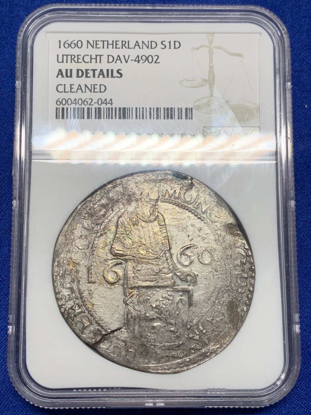 《竞宝斋》第150场-周日，周一，周四 3场 (全场包邮) NGC AU荷兰 1660年 乌特勒支 早期1杜卡特武士 大银币 少见早期，常见17××年晚期版本