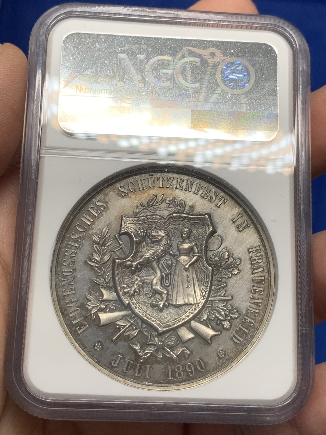 《竞宝斋》第150场-周日，周一，周四 3场 (全场包邮) NGC-UNC  瑞士1890年图尔高州射击节大银章