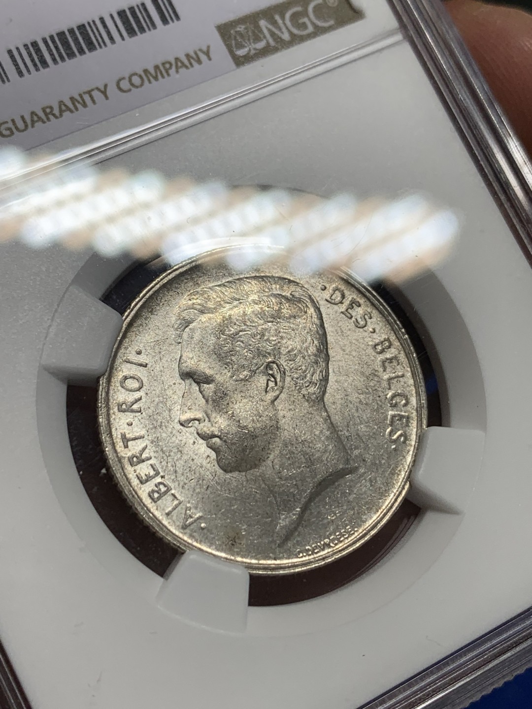 《竞宝斋》第150场-周日，周一，周四 3场 (全场包邮) NGC-MS62 比利时1912年 阿尔贝托2法郎银币 原光好品