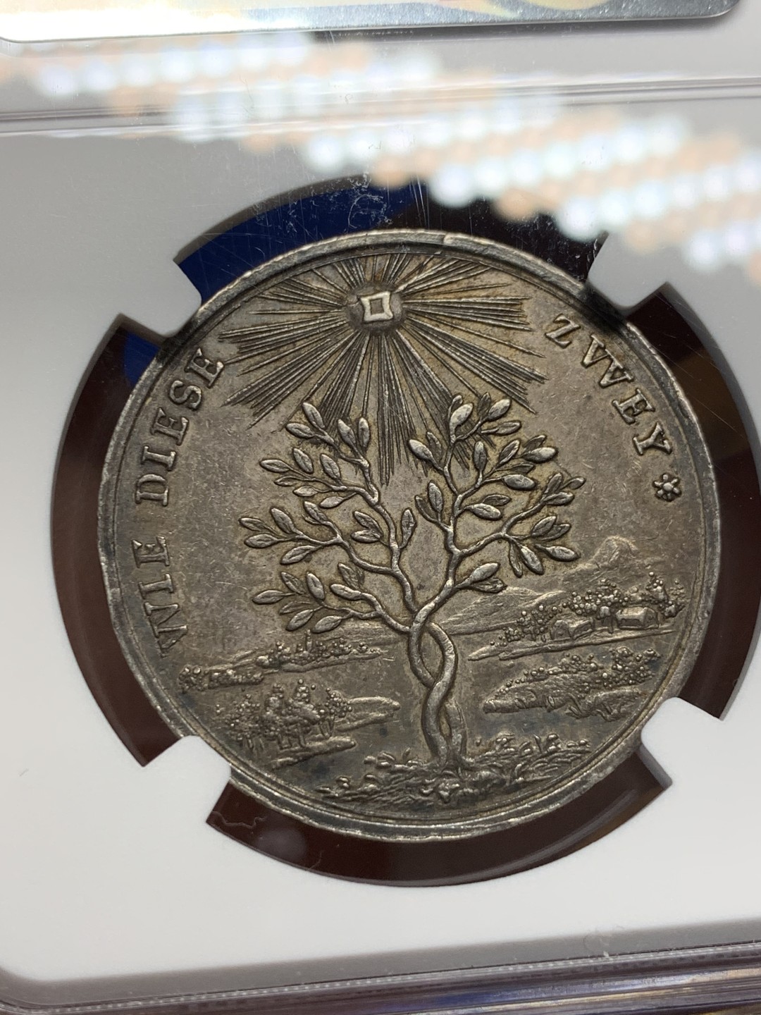 《竞宝斋》第150场-周日，周一，周四 3场 (全场包邮) NGC-MS61 德国 纽伦堡 1700左右 爱情之树银章 非常少见品种