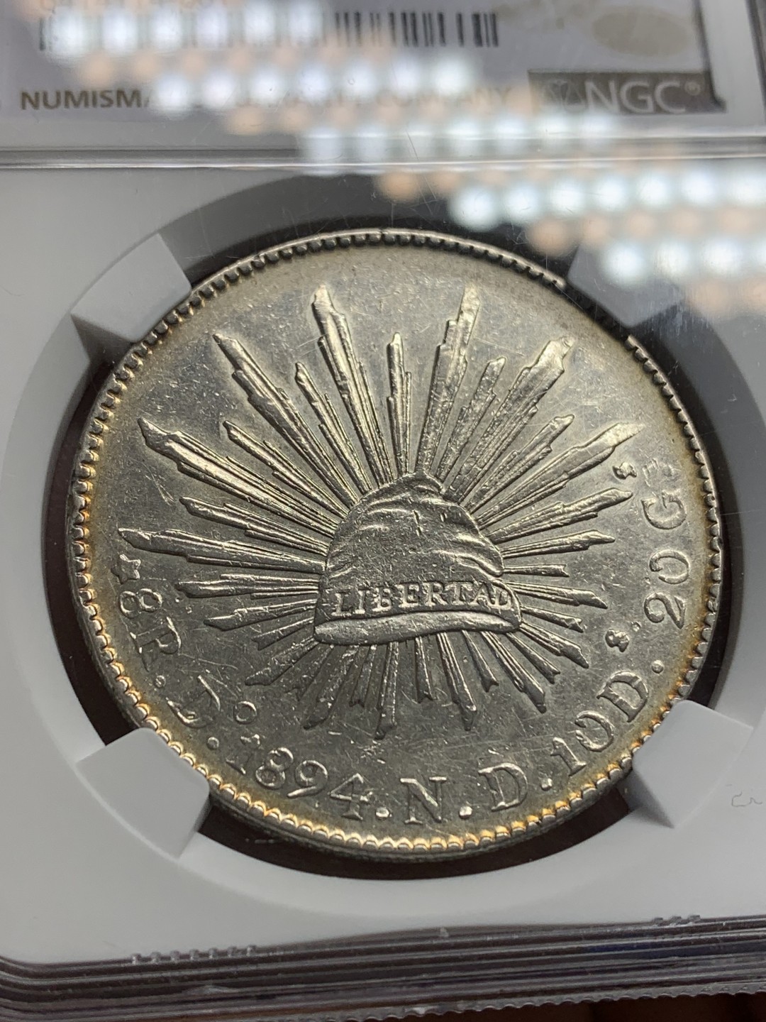 《竞宝斋》第150场-周日，周一，周四 3场 (全场包邮) NGC UND 墨西哥 1894   8里亚尔 花边鹰洋 银币 淡环彩深打