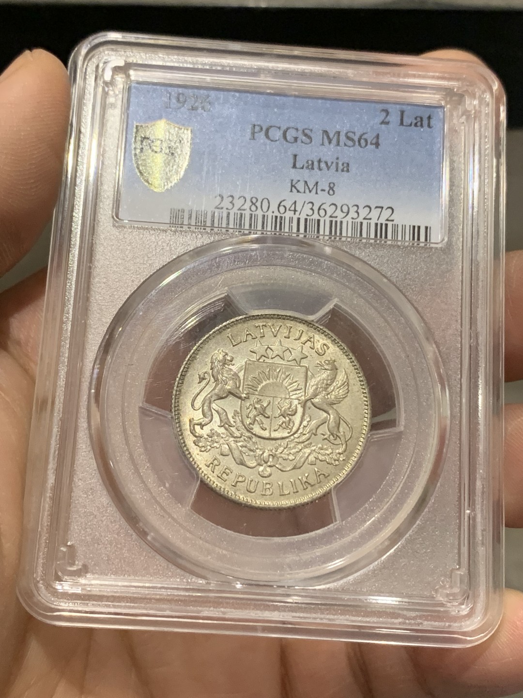 《竞宝斋》第150场-周日，周一，周四 3场 (全场包邮) PCGS MS64 1926年 拉脱维亚 2拉特银币少见品种