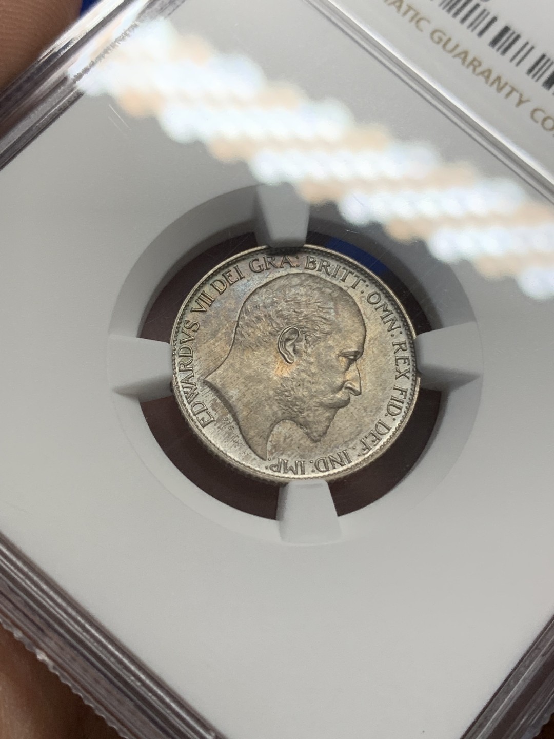 《竞宝斋》第150场-周日，周一，周四 3场 (全场包邮) NGC-PF62matte 1902年 爱德华七世 6便士 全品无伤，薄彩