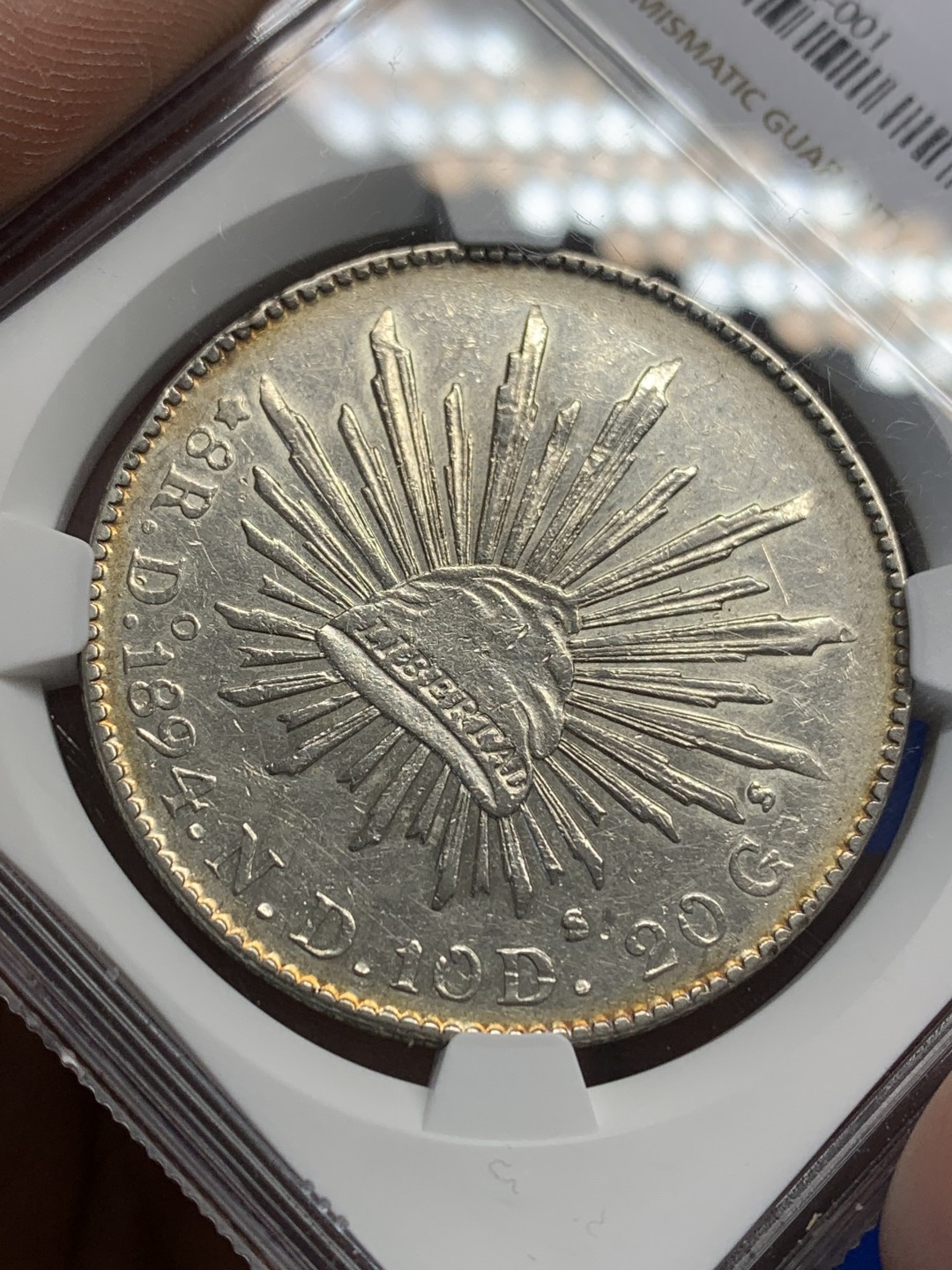 《竞宝斋》第150场-周日，周一，周四 3场 (全场包邮) NGC UND 墨西哥 1894   8里亚尔 花边鹰洋 银币 淡环彩深打