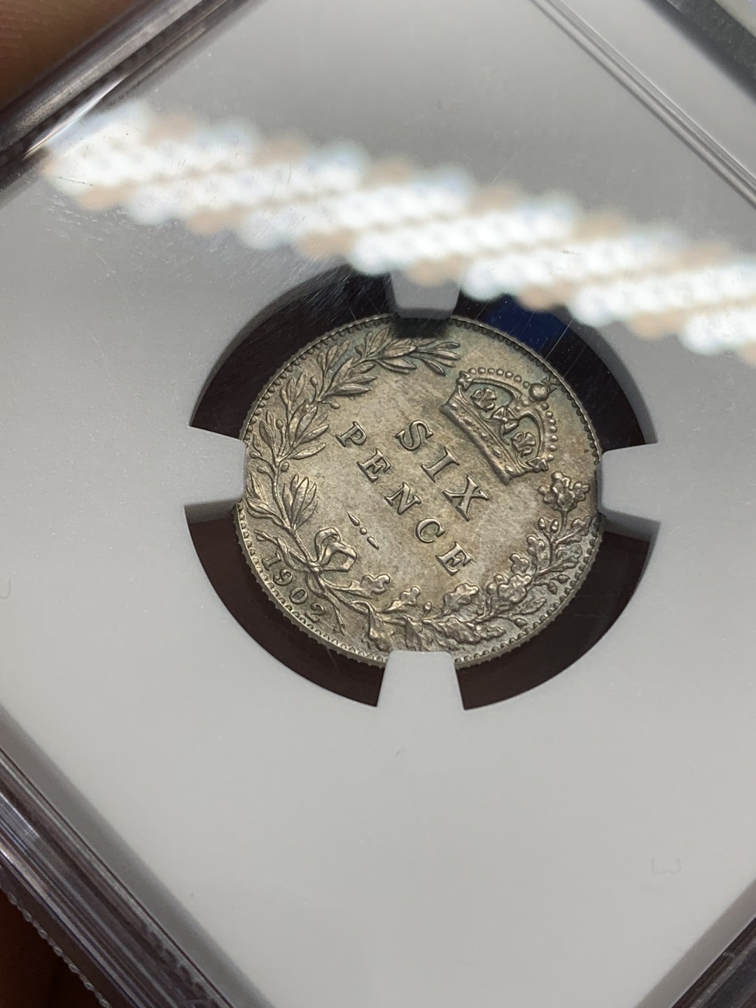 《竞宝斋》第150场-周日，周一，周四 3场 (全场包邮) NGC-PF62matte 1902年 爱德华七世 6便士 全品无伤，薄彩