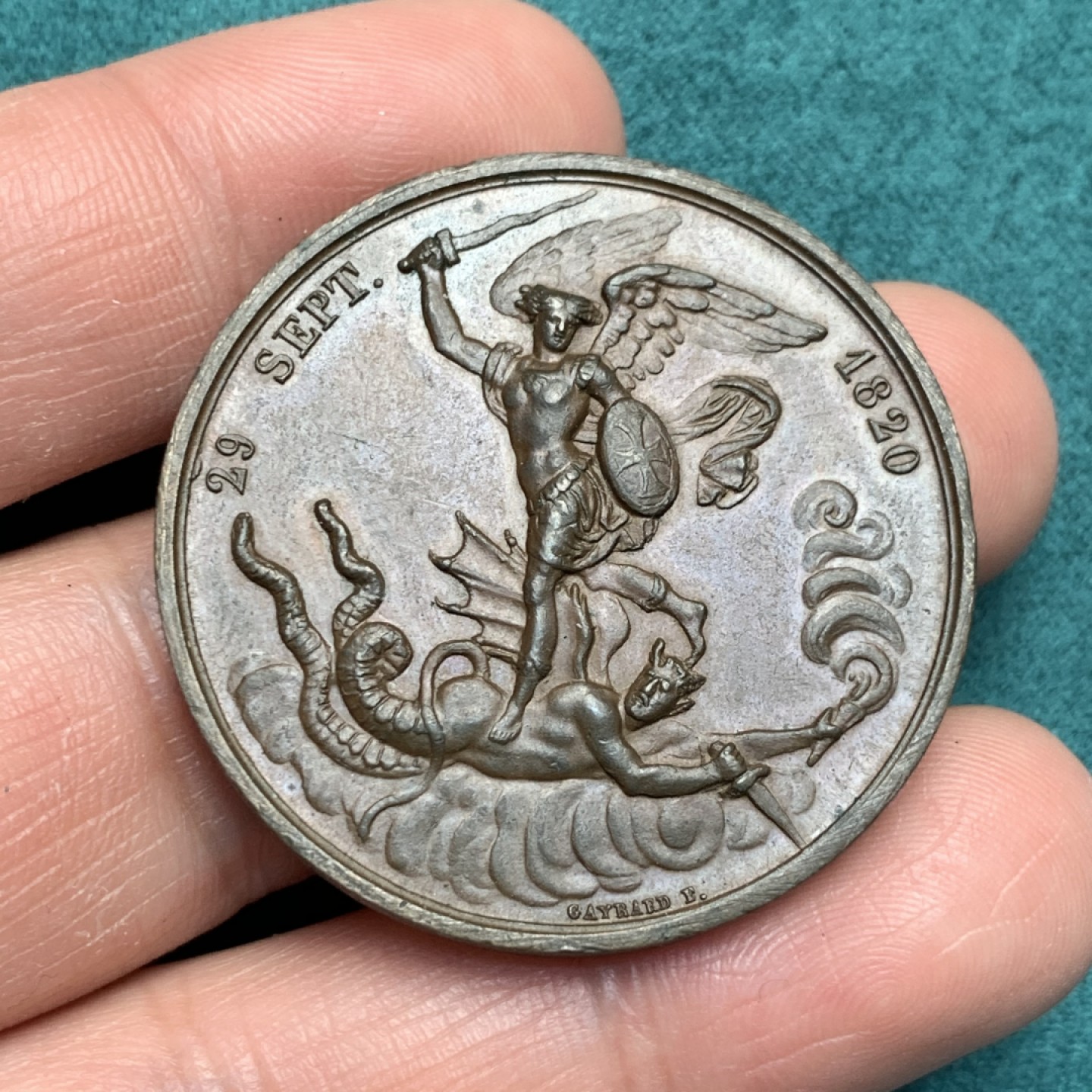 《竞宝斋》第150场-周日，周一，周四 3场 (全场包邮) 1820年 法国亨利五世诞生原铸铜章，直径37mm，重量29.6g