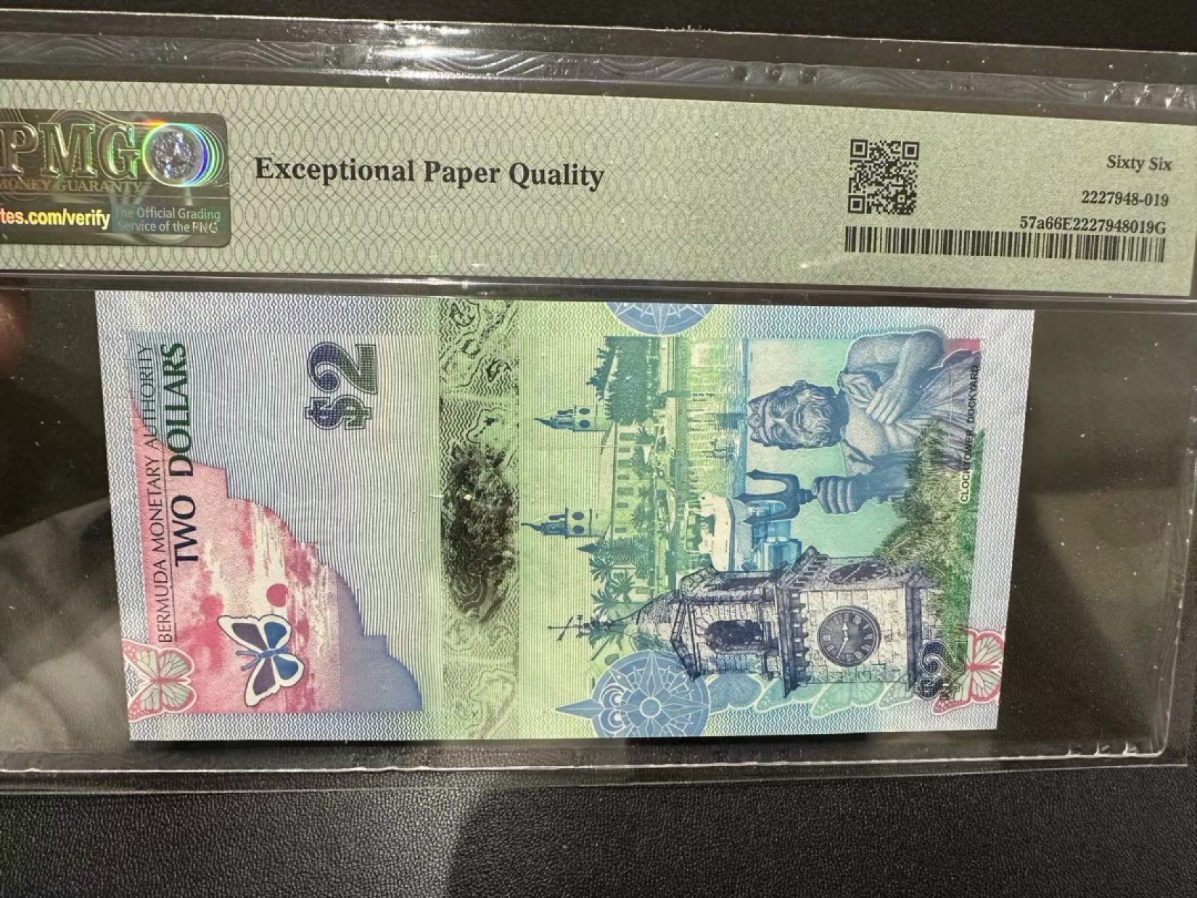《外钞收藏家》第二百五十六期（评级场） 2019年百慕大2元 PMG66