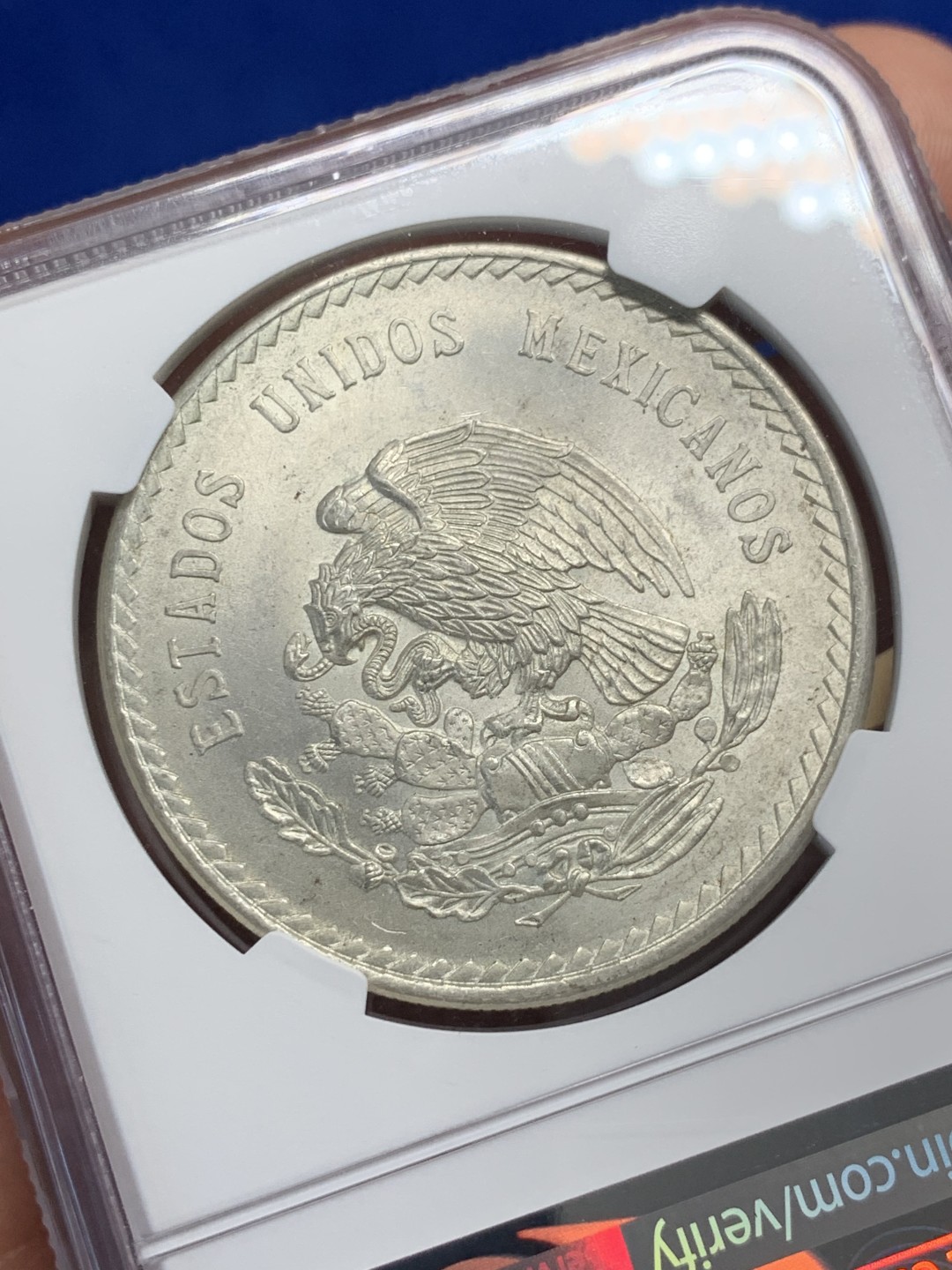 《竞宝斋》第150场-周日，周一，周四 3场 (全场包邮) NGC-MS63 墨西哥1948年 印第安人头像5比索大银币 原光好品