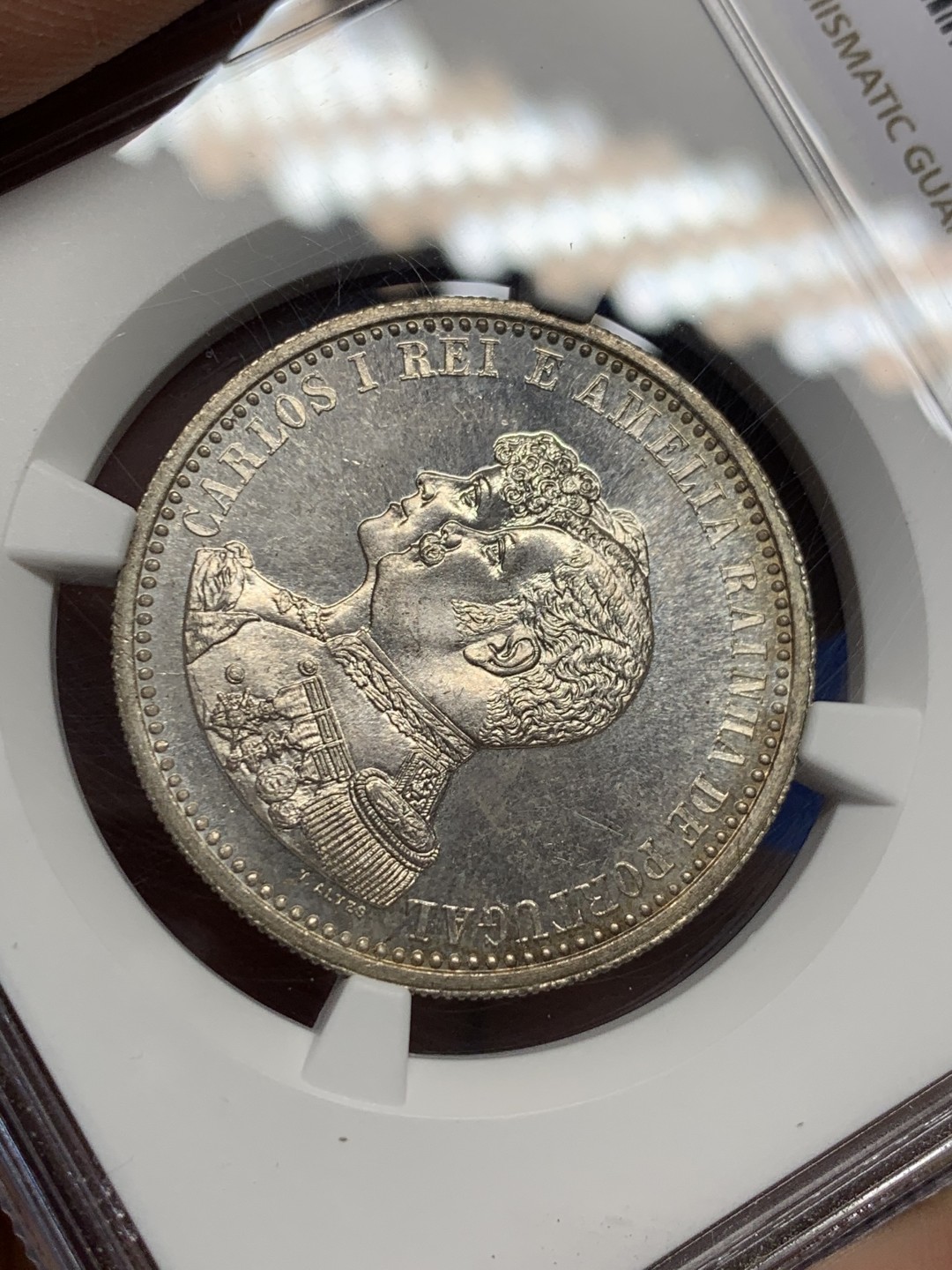 《竞宝斋》第150场-周日，周一，周四 3场 (全场包邮) NGC-MS63 葡萄牙1898年 发现印第安纪念 500瑞斯银币 顶级品相