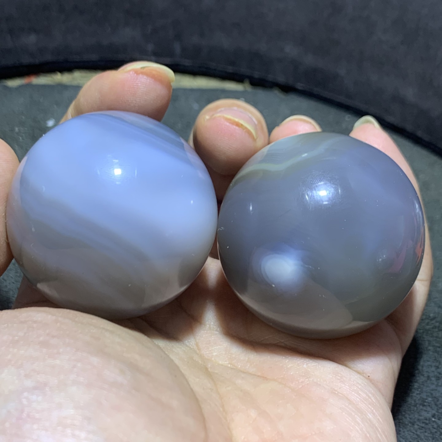 精美高玉化巴西缠丝玛瑙手球一对