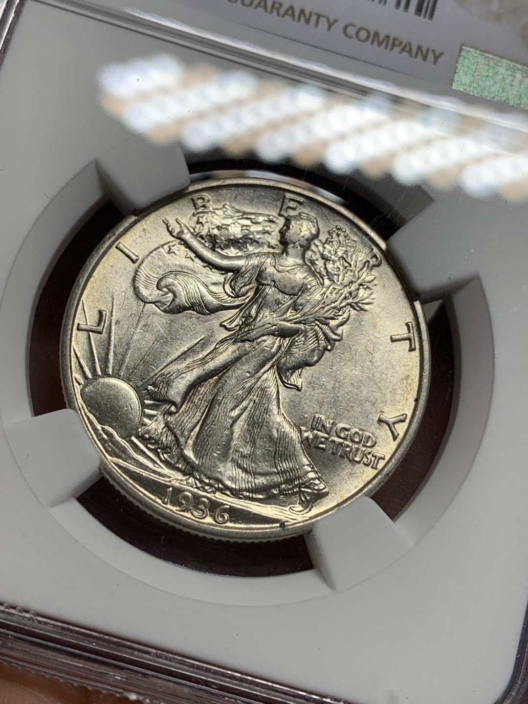 《竞宝斋》第150场-周日，周一，周四 3场 (全场包邮) NGC-AU58 美国1936-D年 行走女神半圆 原光好品