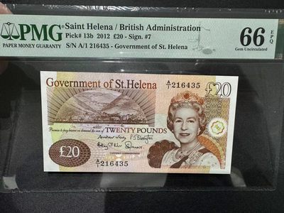 《外钞收藏家》第二百五十六期（评级场） - 2012年圣赫勒拿群岛20镑 A/1冠 乱蛇号 PMG66