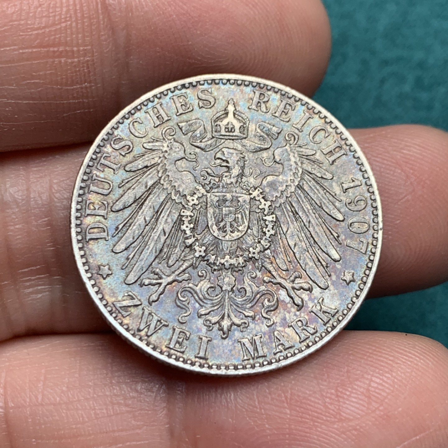 《竞宝斋》第150场-周日，周一，周四 3场 (全场包邮) 德国 巴伐利亚 1907年 奥托2马克 银币