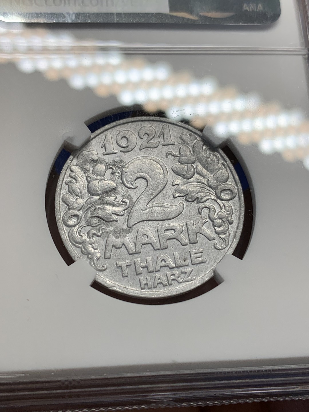 《竞宝斋》第150场-周日，周一，周四 3场 (全场包邮) NGC-UNCD 德国紧急状态时期塔勒小猫币 1921年 2马克 塔勒系列里比较少的一枚 细节很好属于德紧中的小精品