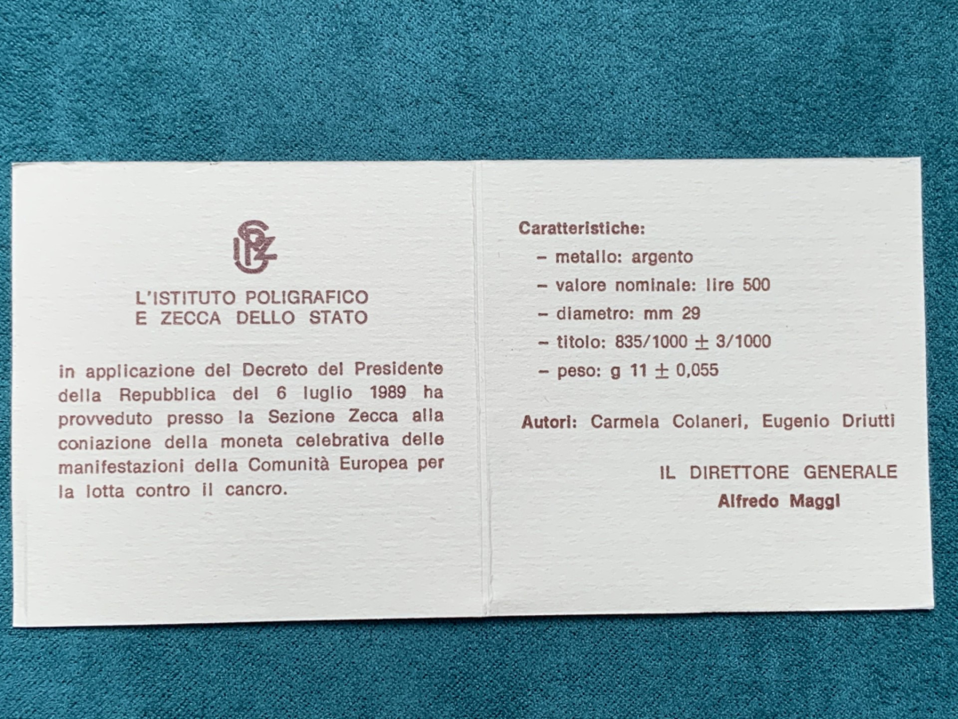 《竞宝斋》第150场-周日，周一，周四 3场 (全场包邮) 1989年原盒意大利500里拉银币 抗击癌症