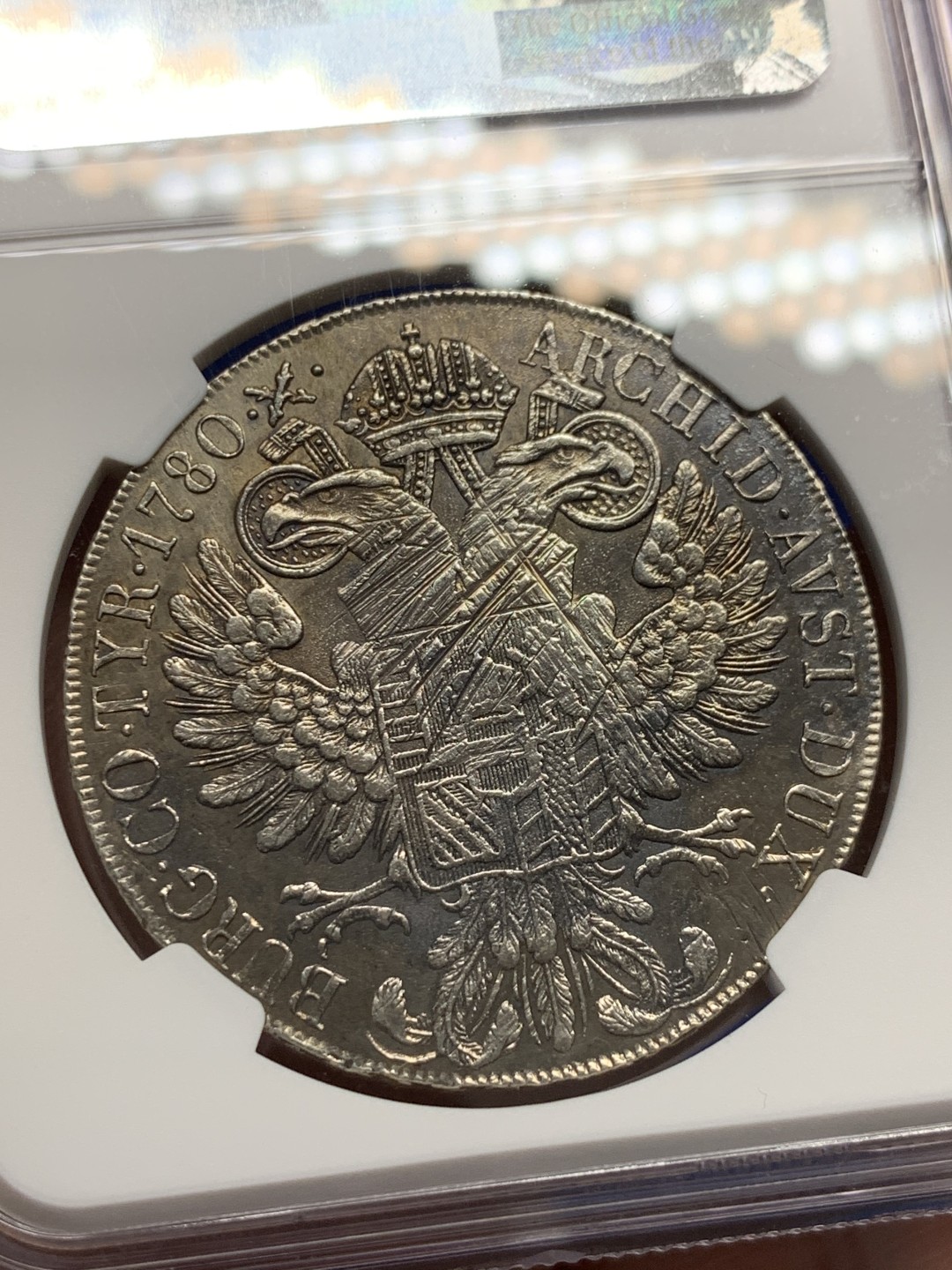 《竞宝斋》第150场-周日，周一，周四 3场 (全场包邮) NGC AU 米兰大扣版 特蕾西亚女王 1泰勒银币 1820左右铸造