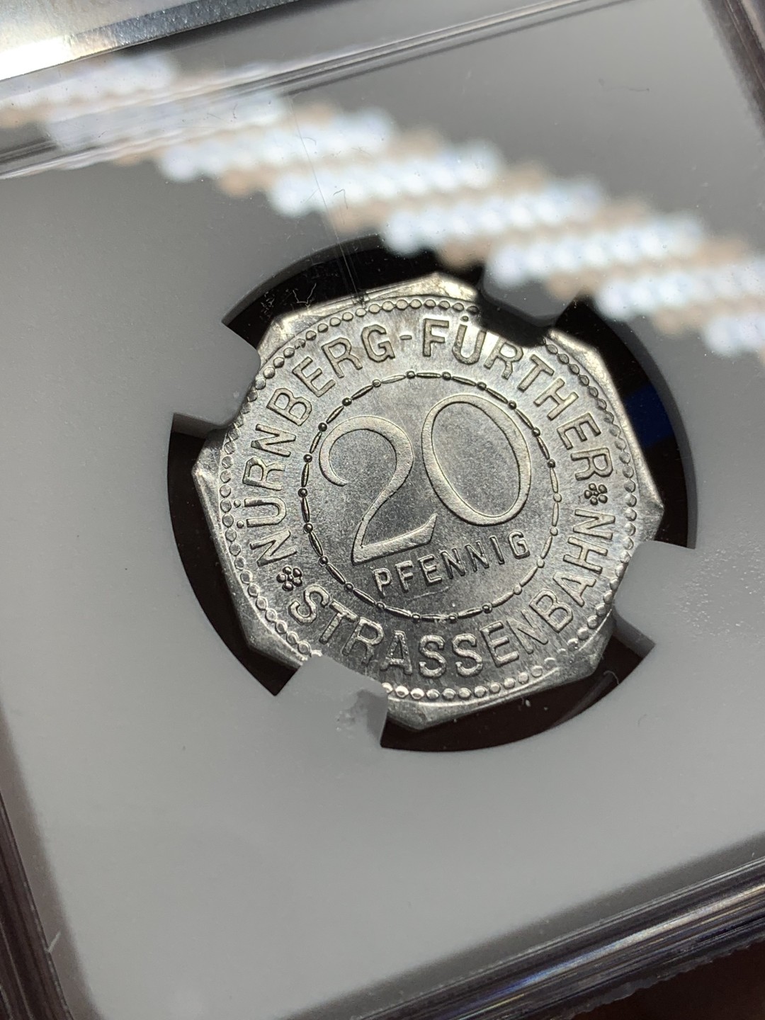 《竞宝斋》第150场-周日，周一，周四 3场 (全场包邮) NGC-MS63 德国紧急状态时期纽伦堡币 1920年 景观不错