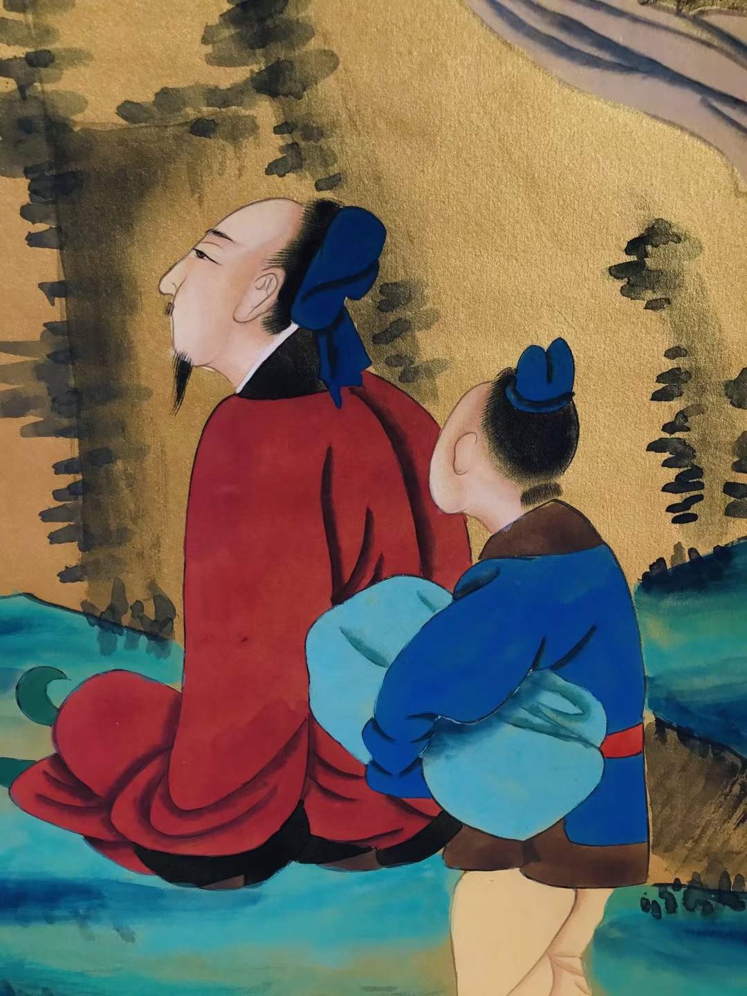 张大千泥金纸手绘人物画一幅，张大千，号大千，别号大千居士，四川内江人，祖籍广东省番禺，中国泼墨画家，书法家。H19