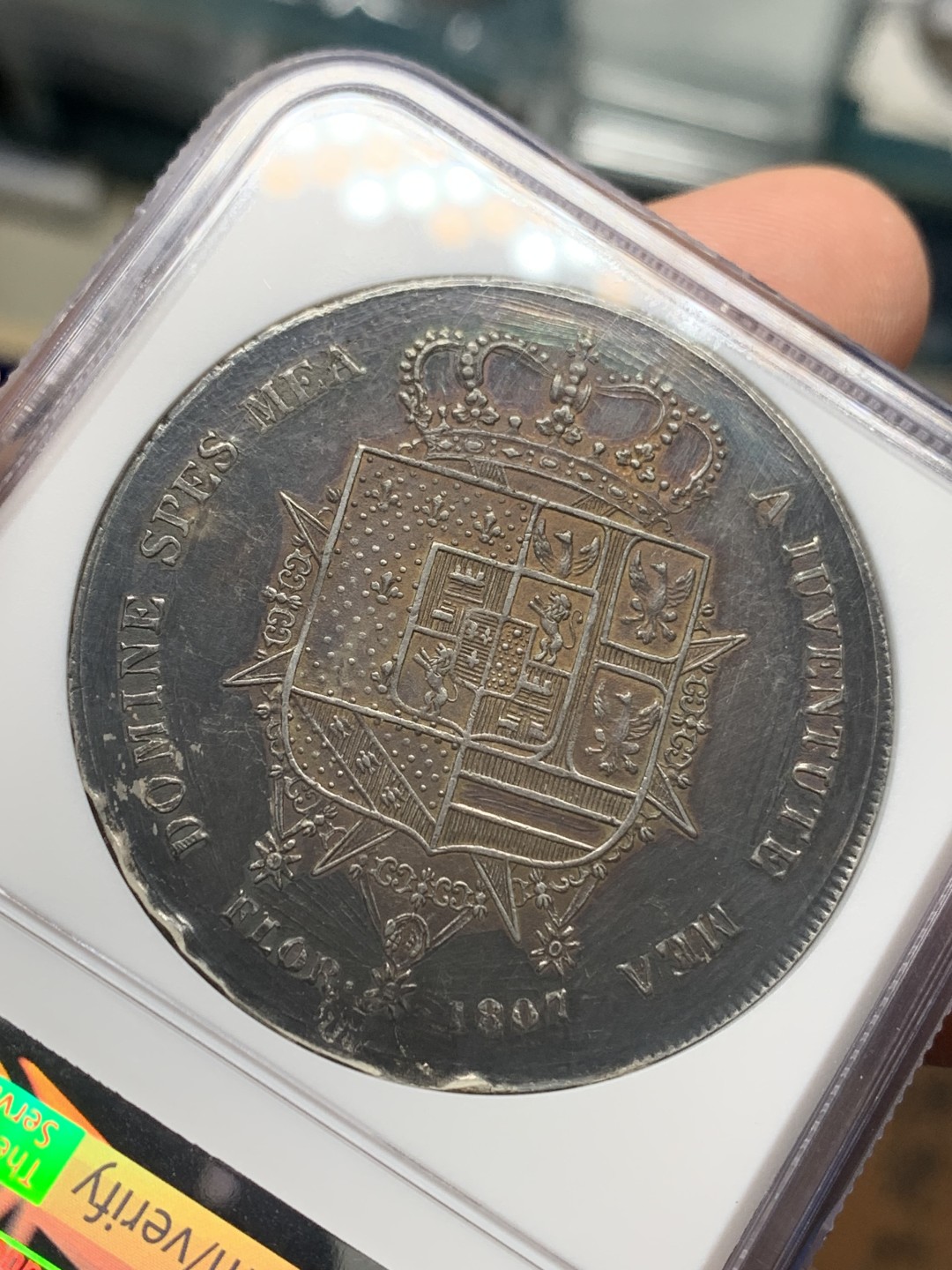 《竞宝斋》第150场-周日，周一，周四 3场 (全场包邮) NGC AUD 意大利 1807年托斯卡纳 10里拉 大银币 拿破仑时代家族附属领地 细节见图