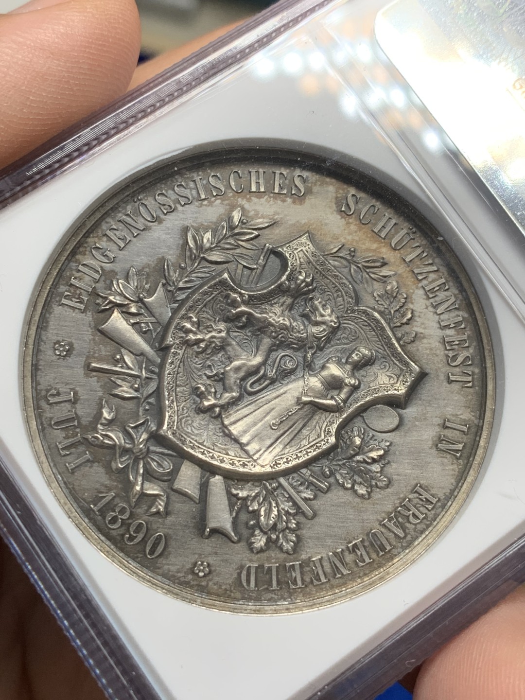 《竞宝斋》第150场-周日，周一，周四 3场 (全场包邮) NGC-UNC  瑞士1890年图尔高州射击节大银章