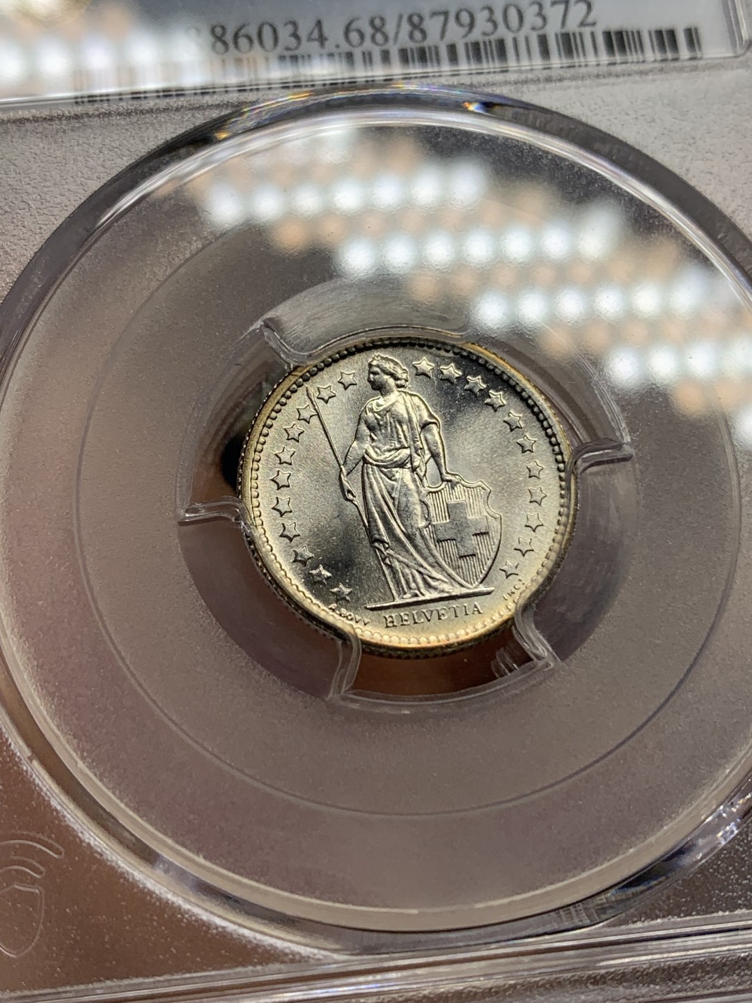 《竞宝斋》第150场-周日，周一，周四 3场 (全场包邮) PCGS MS68 1967年瑞士1/2法郎银币 极致分数 无敌品相 边缘黄油彩