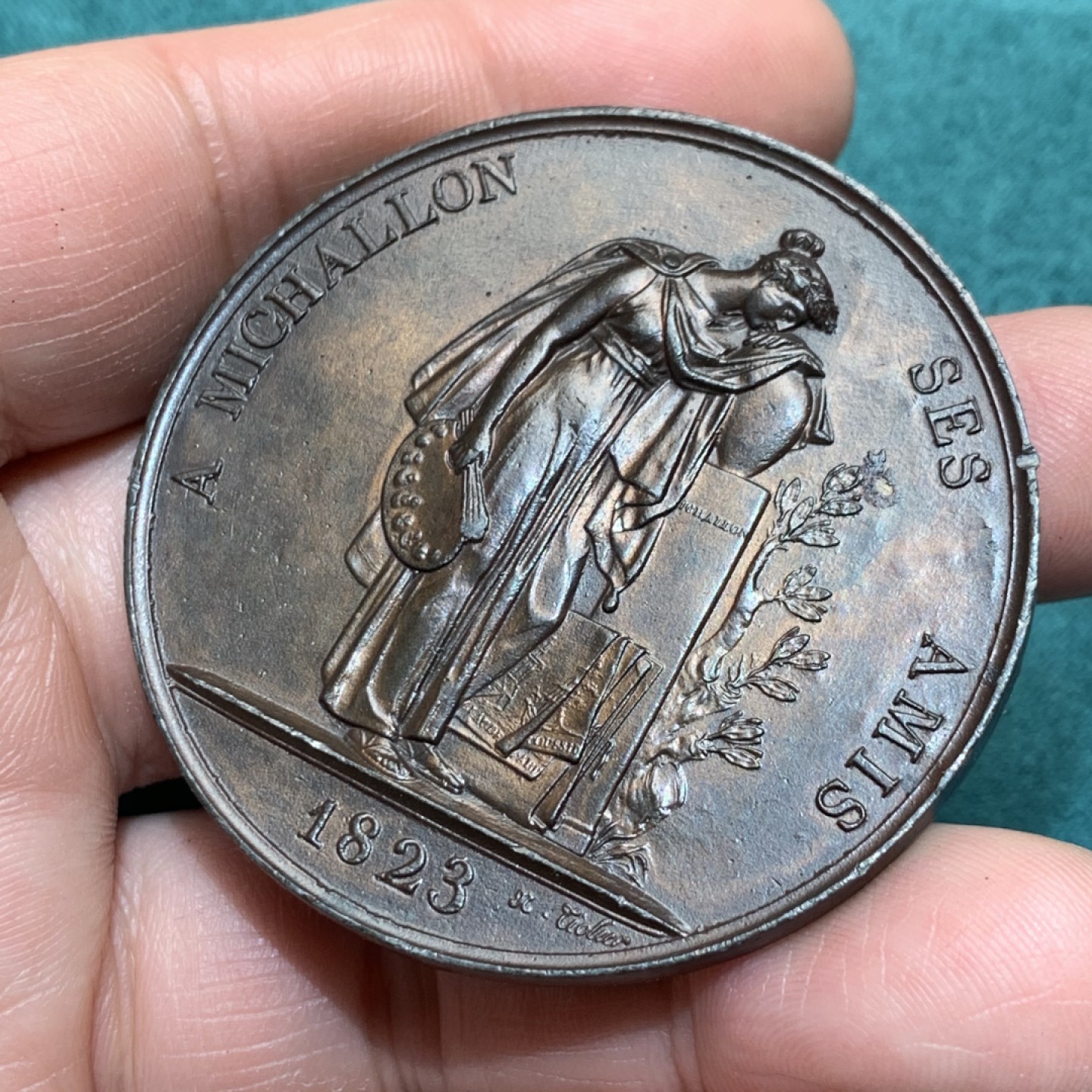 《竞宝斋》第150场-周日，周一，周四 3场 (全场包邮) 1823 法国 铜章 路易十八的御用画家 50mm49克