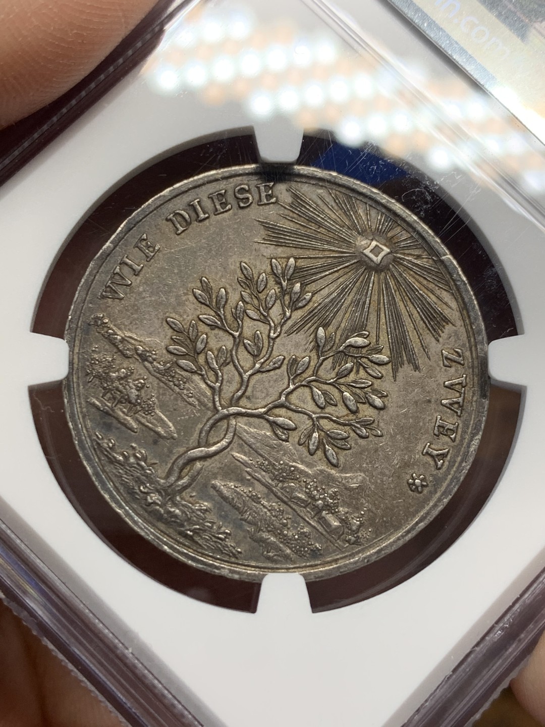 《竞宝斋》第150场-周日，周一，周四 3场 (全场包邮) NGC-MS61 德国 纽伦堡 1700左右 爱情之树银章 非常少见品种