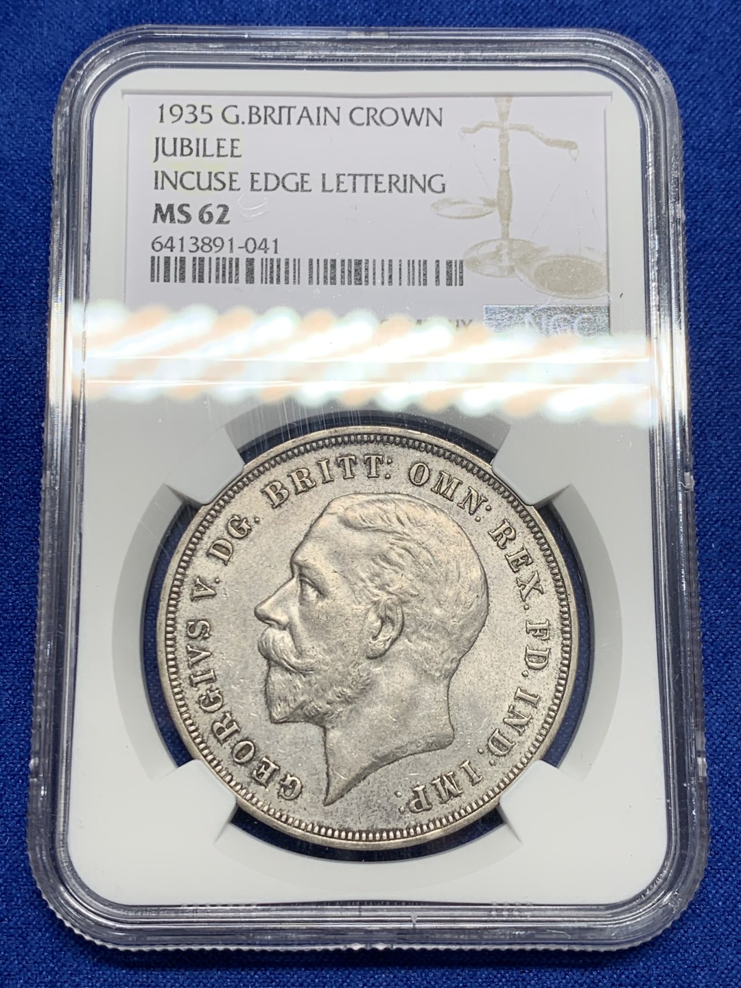 《竞宝斋》第150场-周日，周一，周四 3场 (全场包邮) NGC-MS62 英国1935年 乔五马剑克朗 大银币