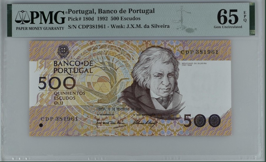 收藏联盟Quantum Auction 第248期拍卖 葡萄牙1992年500埃斯库多 PMG65