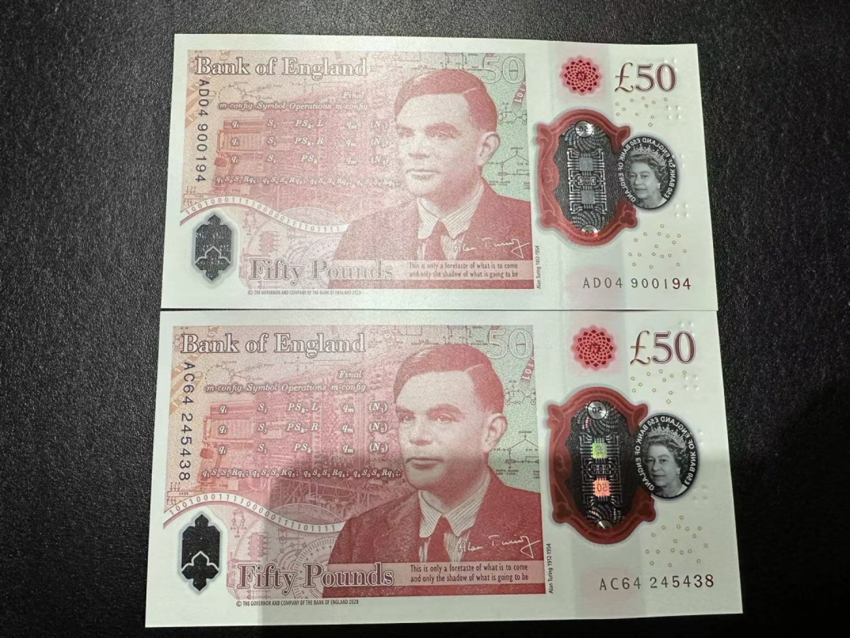 《外钞收藏家》第二百五十九期（连拍第四场） 英国最新版50镑塑料钞两张 全新UNC （尾8）