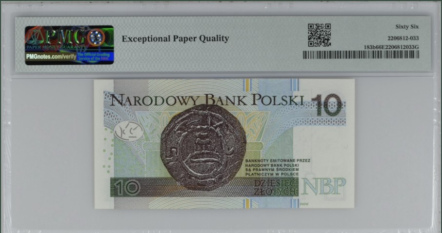 收藏联盟Quantum Auction 第248期拍卖 波兰2016年10兹罗提 PMG66 波兰国父，波兰皮雅斯特王朝大公梅什科一世