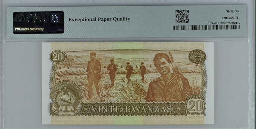 收藏联盟Quantum Auction 第248期拍卖 安哥拉1976年20克瓦查 PMG66