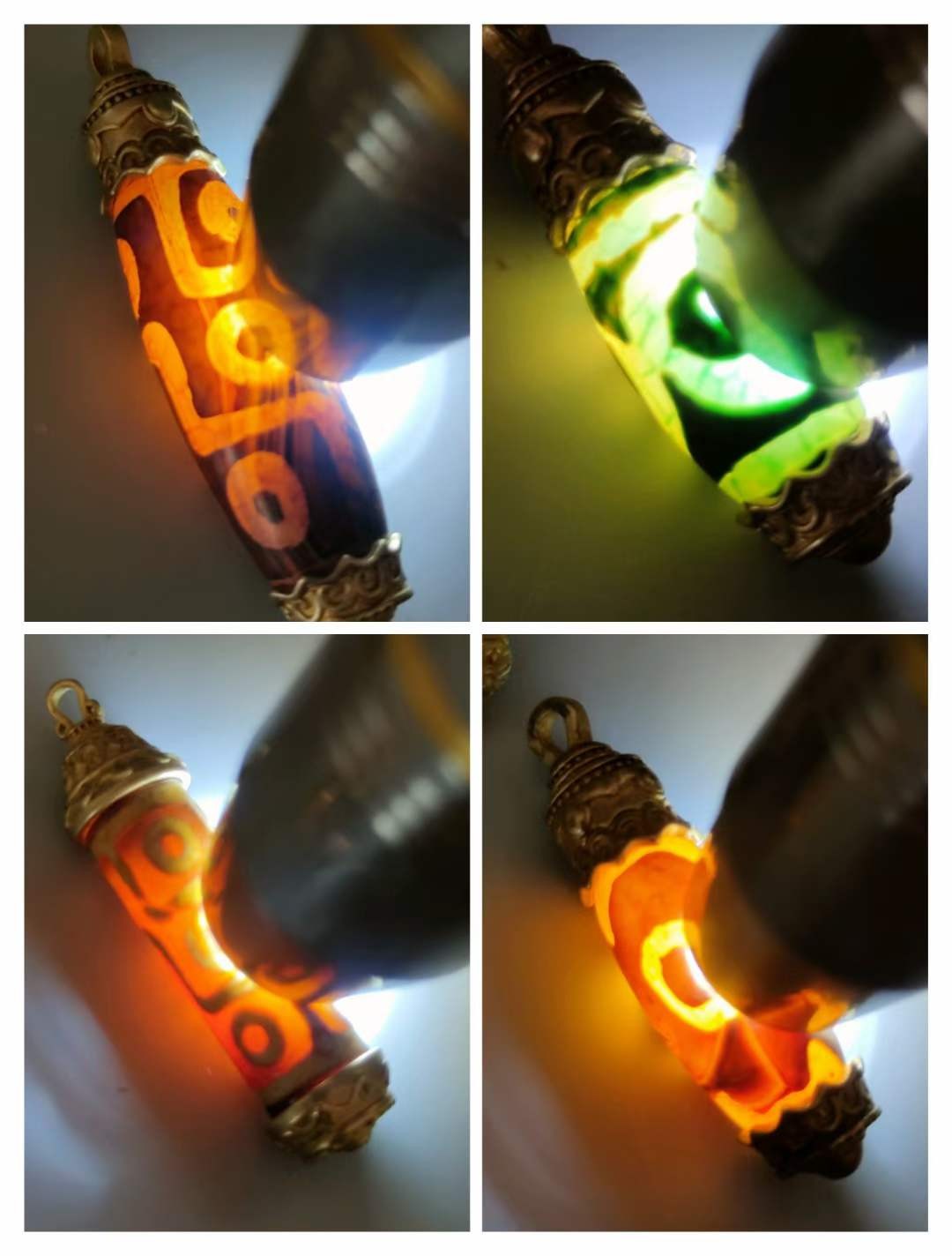 楠木描金六棱盒装天珠玛瑙