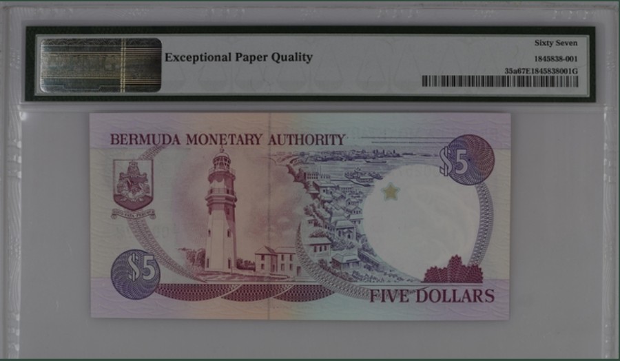 收藏联盟Quantum Auction 第248期拍卖 百慕大1989年5元 PMG67