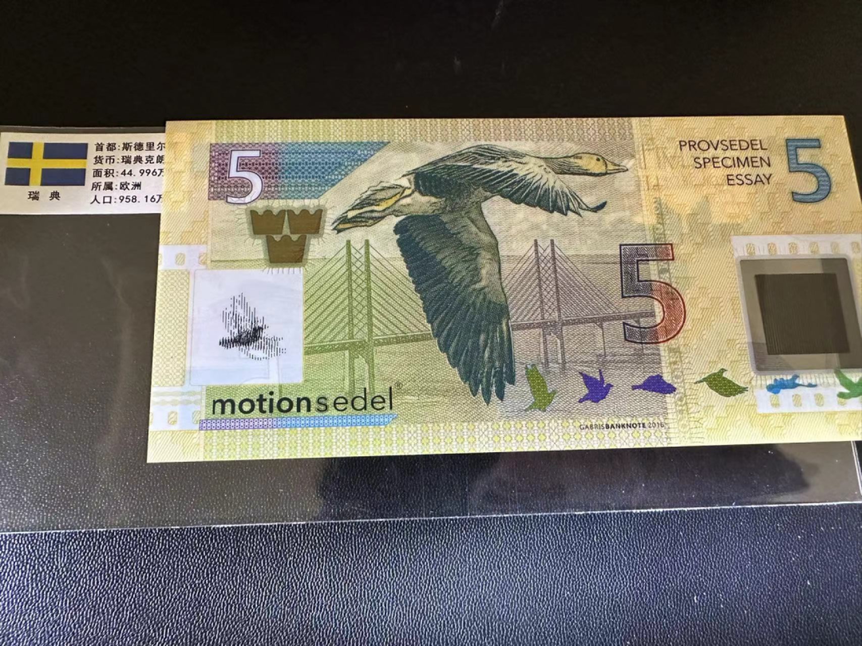 《外钞收藏家》第二百五十九期（连拍第四场） 瑞典塑料钞 测试券 全新UNC 1号券