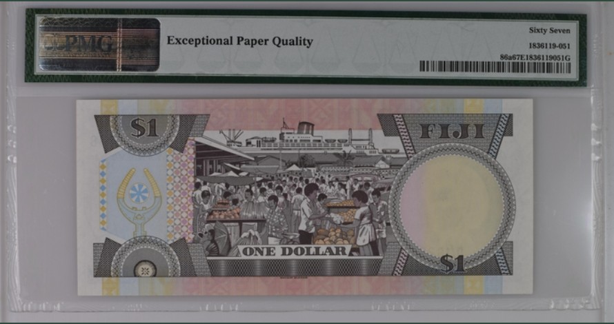 收藏联盟Quantum Auction 第248期拍卖 斐济1987年1元 PMG67 BWC印刷