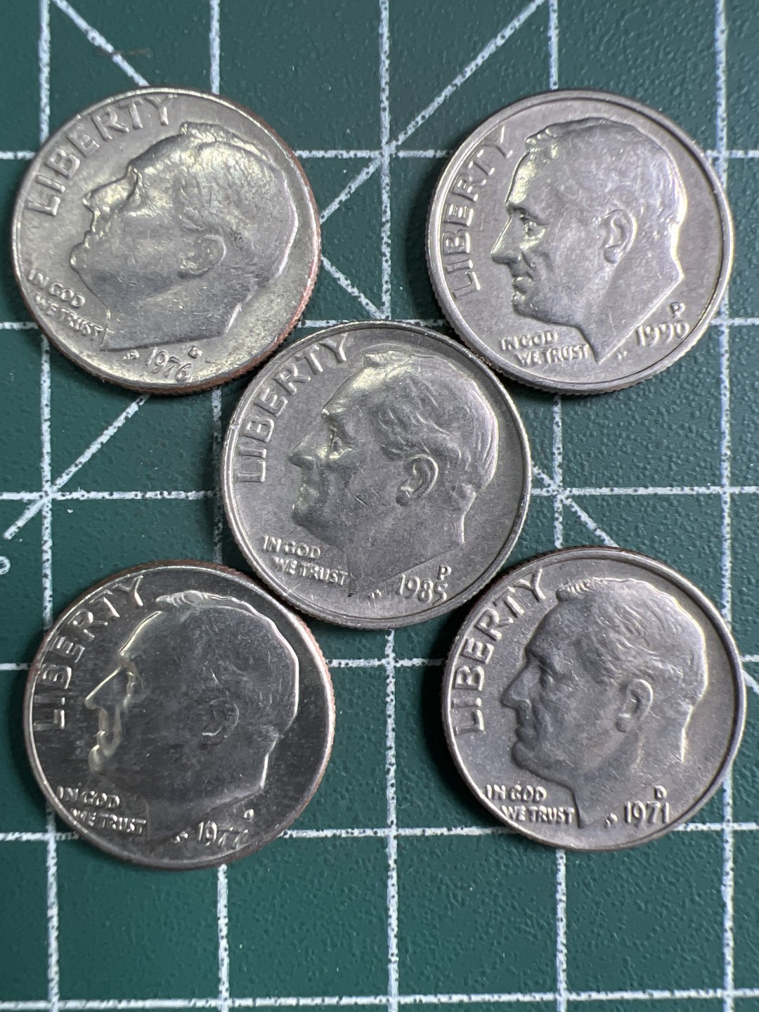 泡泡堂第285期  世界硬币 （无押金，捡漏，全场20包邮，偏远地区除外，接收代拍业务） 美国十美分 5枚