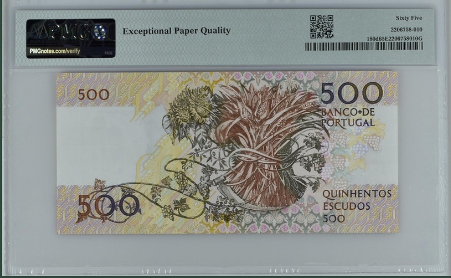 收藏联盟Quantum Auction 第248期拍卖 葡萄牙1992年500埃斯库多 PMG65