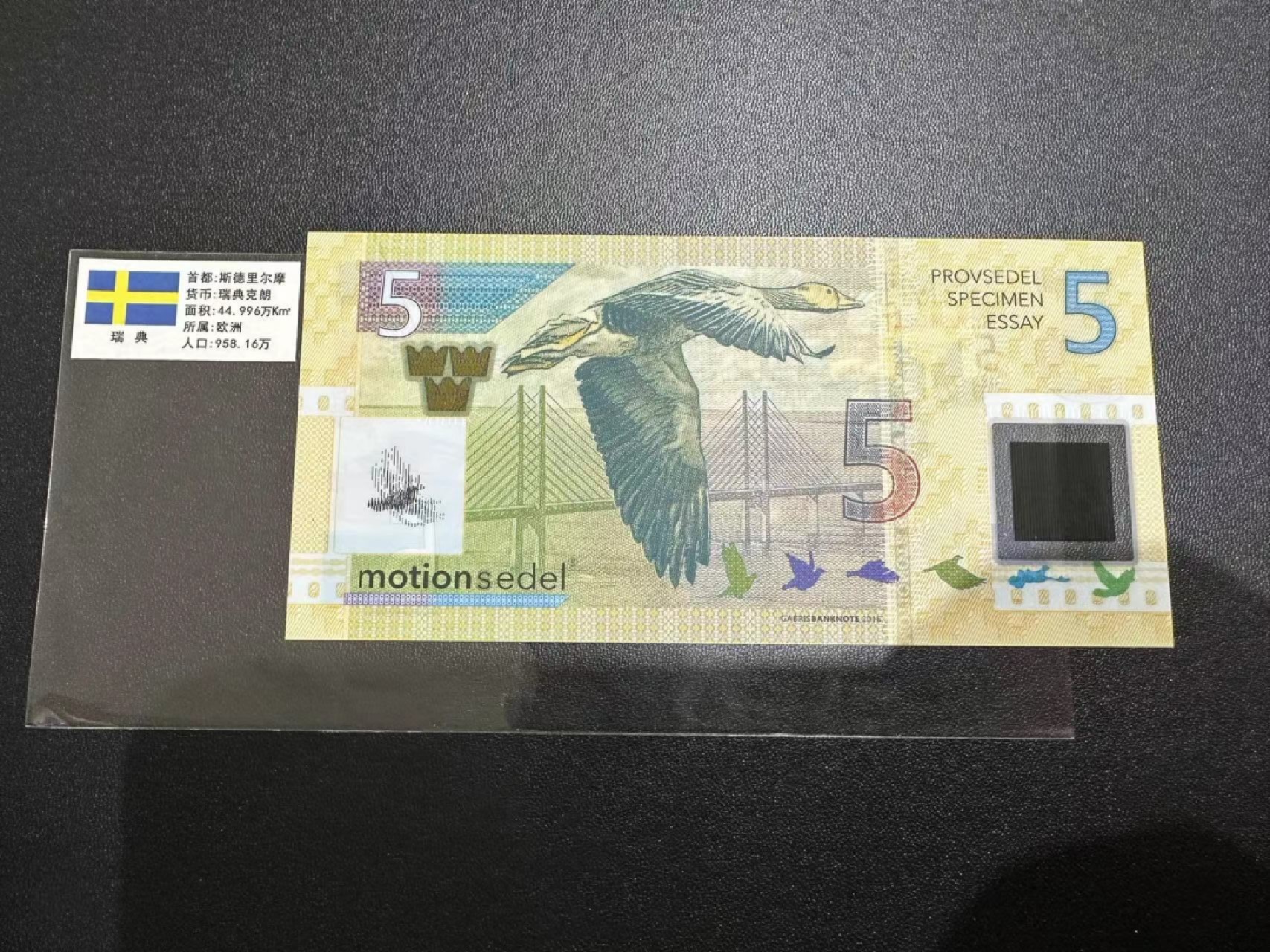 《外钞收藏家》第二百五十九期（连拍第四场） 瑞典塑料钞 测试券 全新UNC 1号券