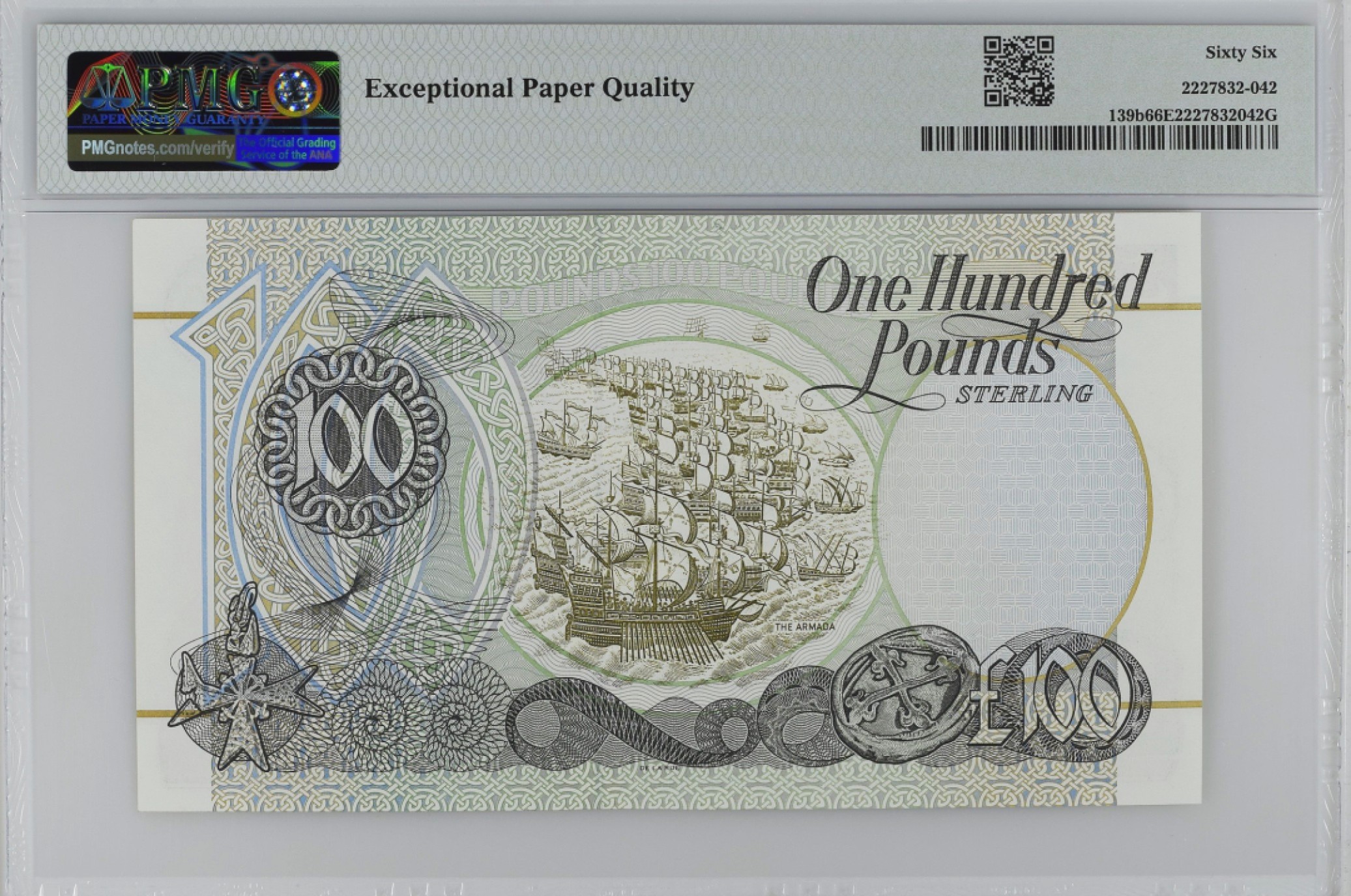 《张总收藏》97期——外币百拍 北爱尔兰100镑 PMG66E 1998年 第一信托银行 AA冠