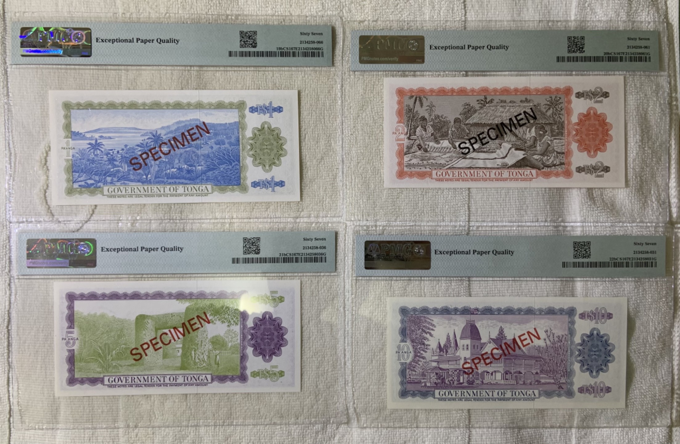 收藏联盟Quantum Auction 第248期拍卖 汤加1978年1-10潘加同号收藏样票 PMG67