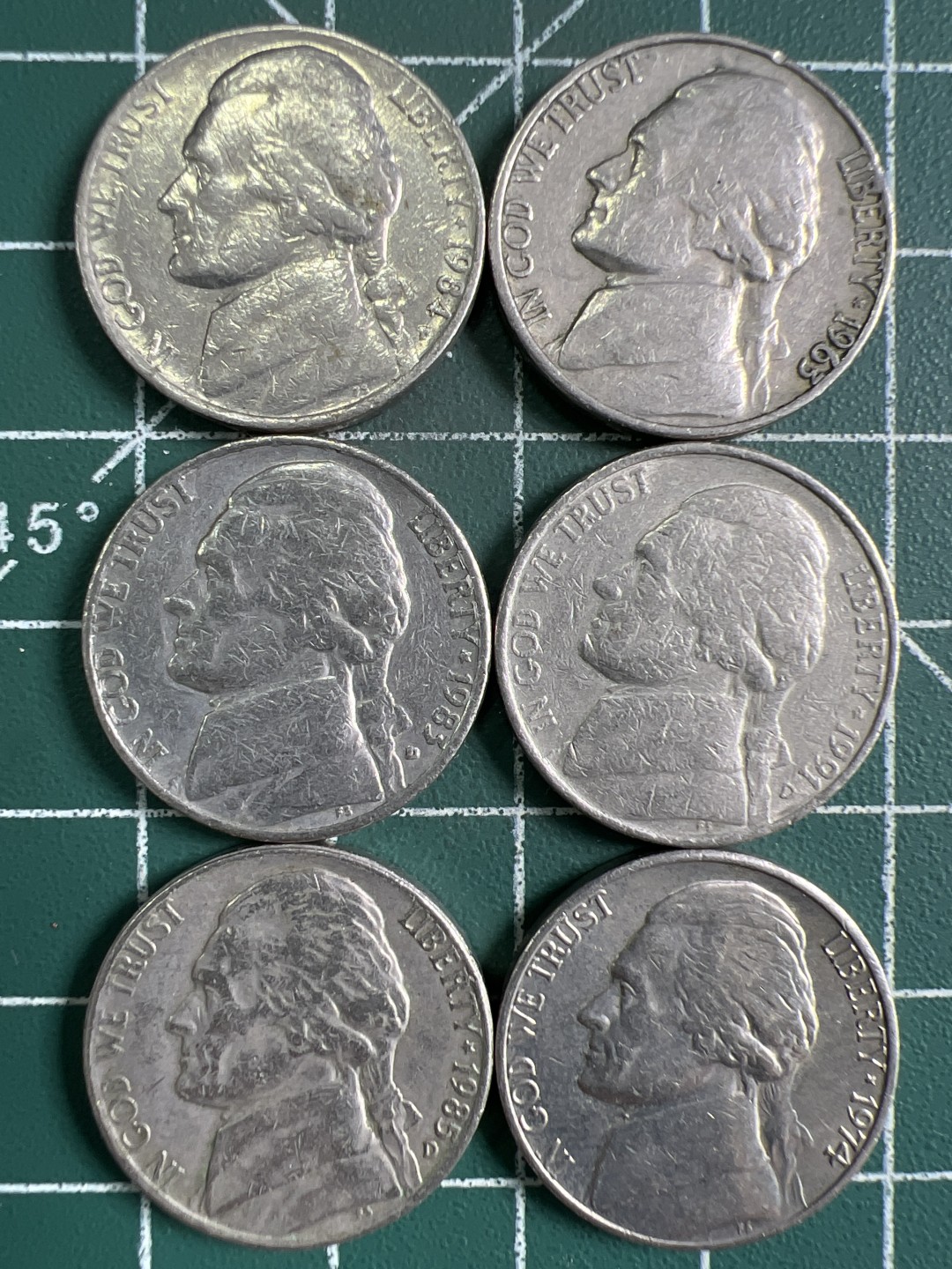 泡泡堂第285期  世界硬币 （无押金，捡漏，全场20包邮，偏远地区除外，接收代拍业务） 美国五美分 6枚